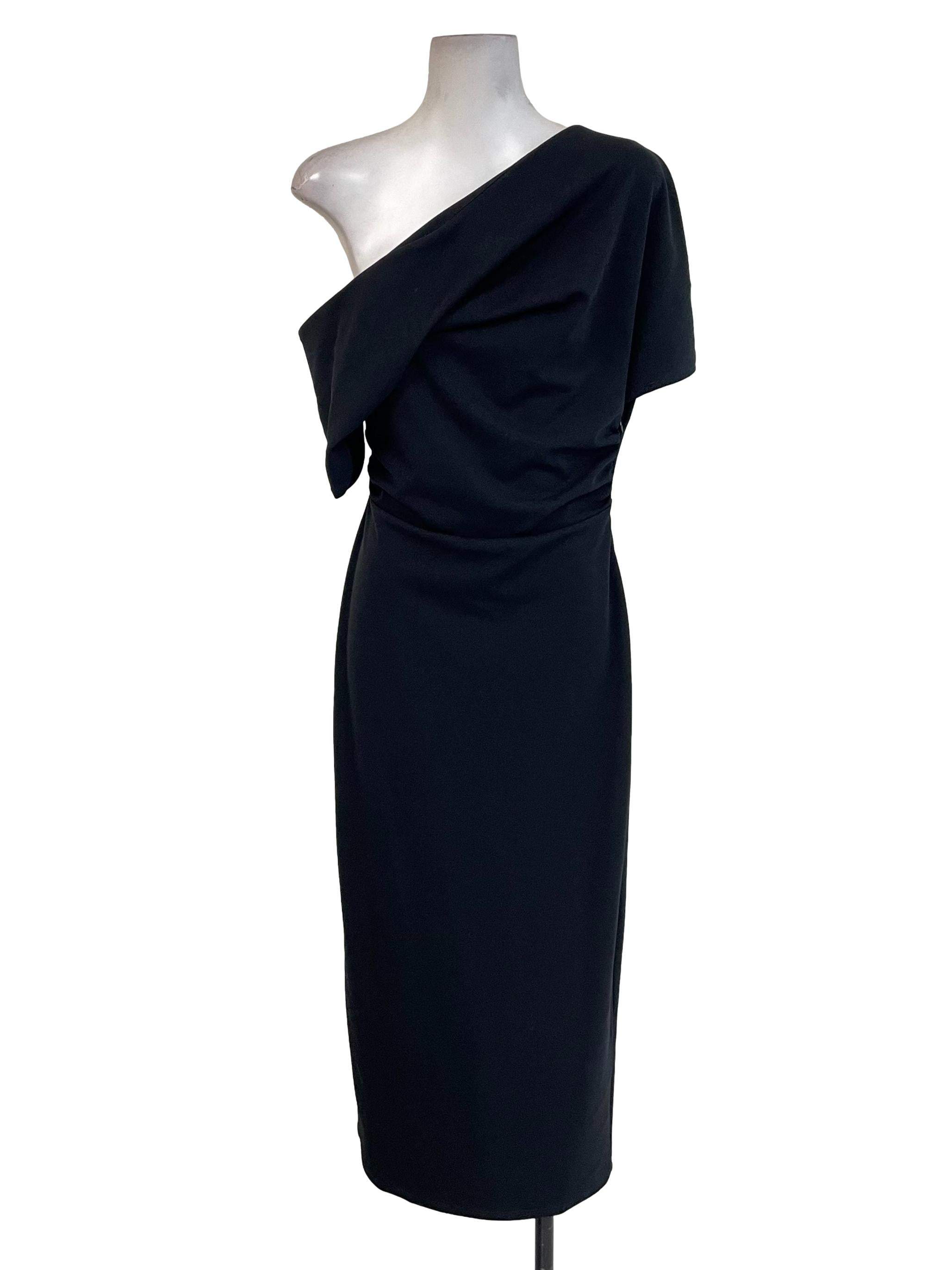 Black Off Shoulder Draped Dress