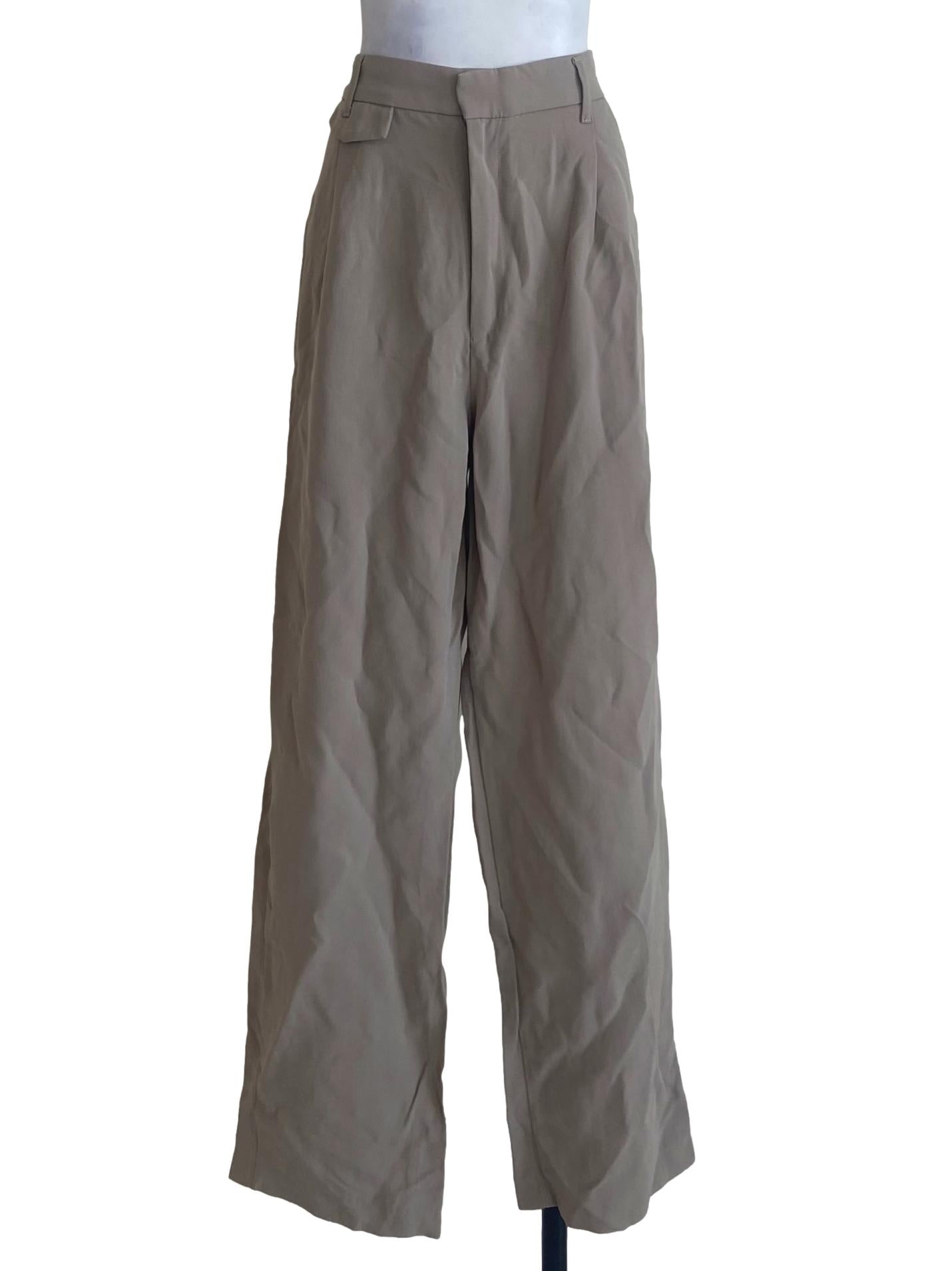 Bone Beige Straight Formal Pants