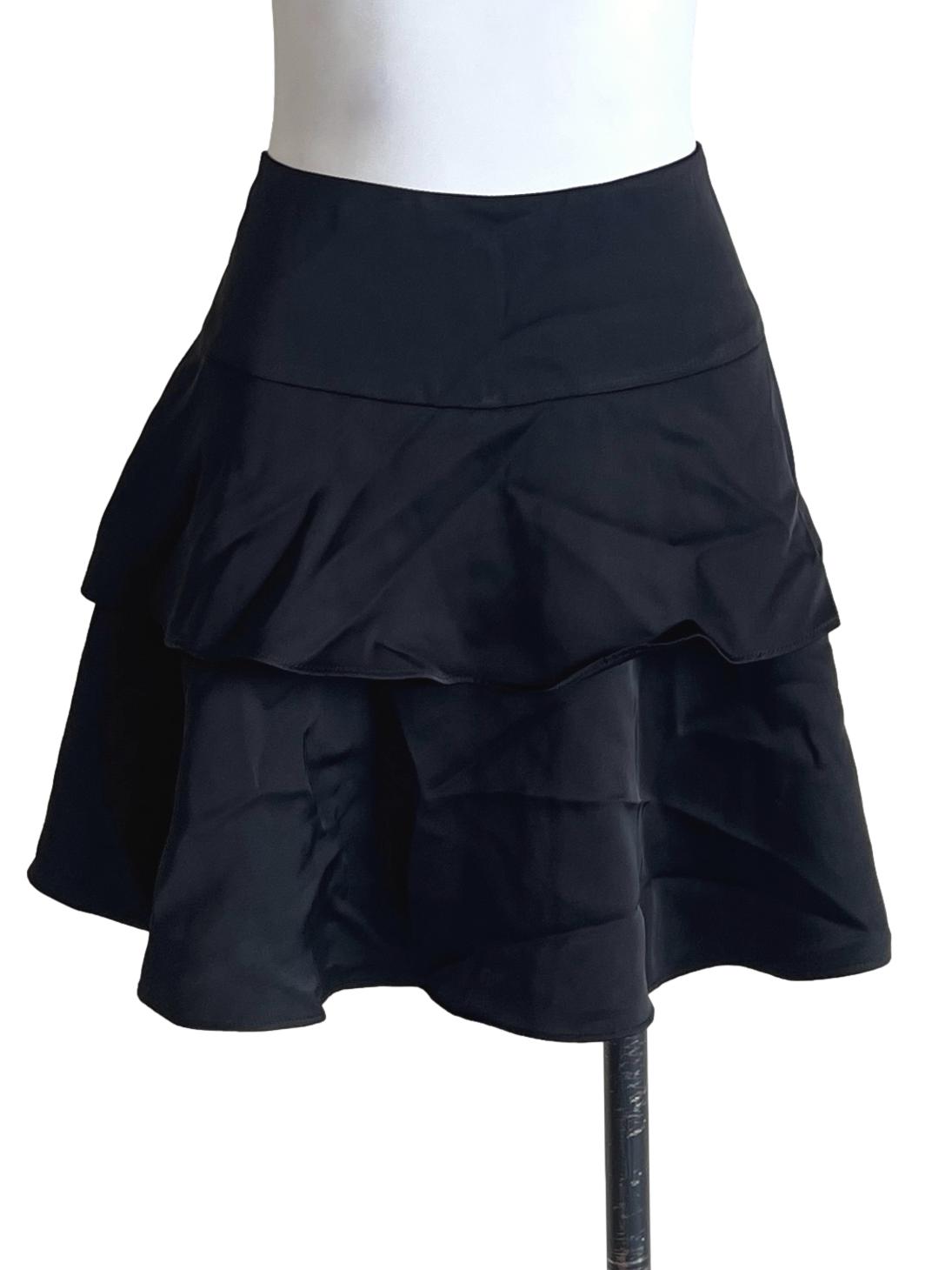 Pitch Black Tiered A-Line Skirt