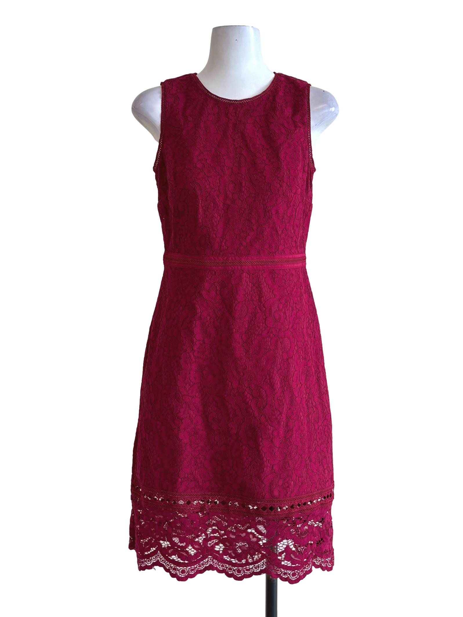 Ruby Red Sleeveless Lace Dress