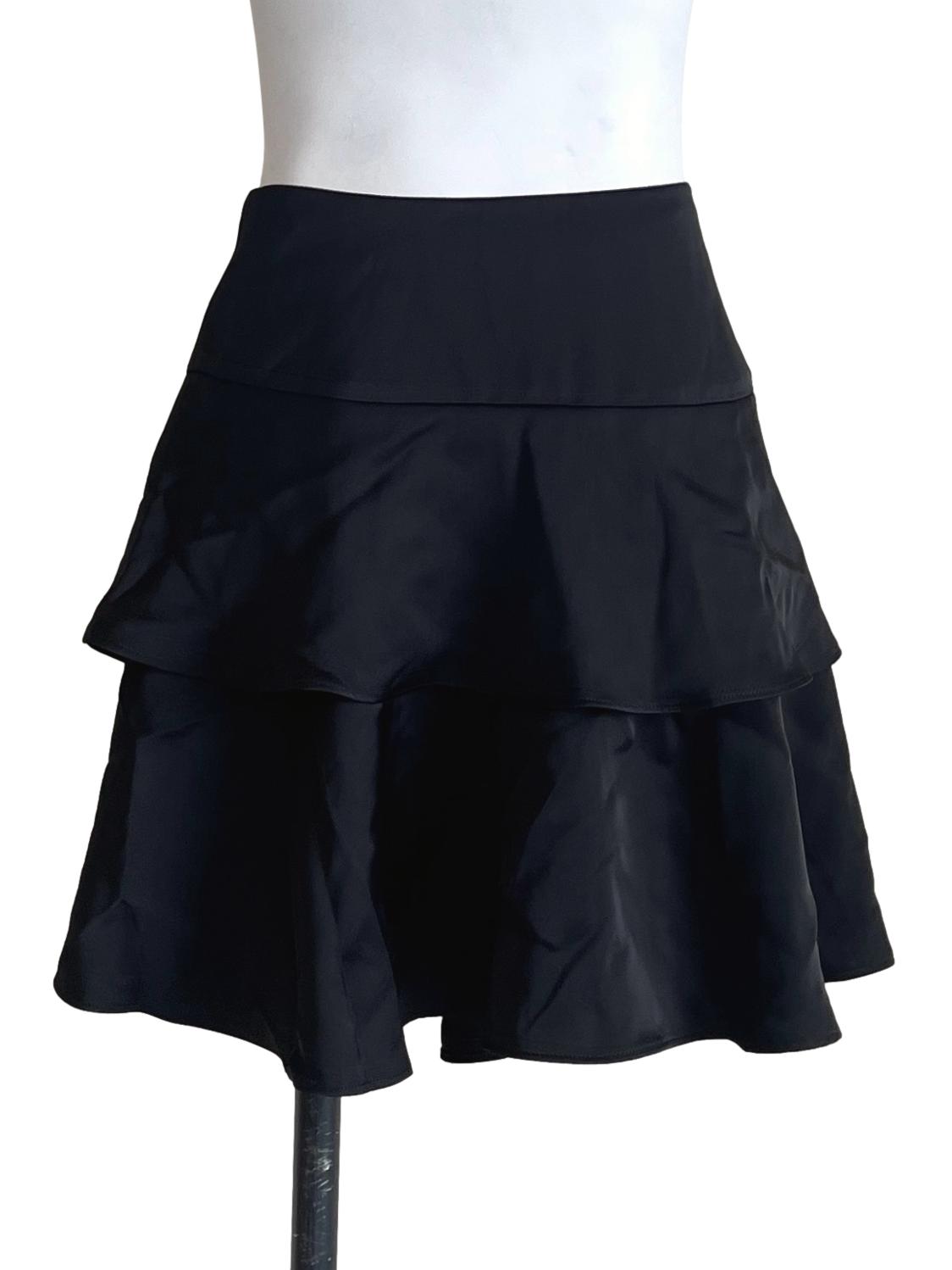Pitch Black Tiered A-Line Skirt