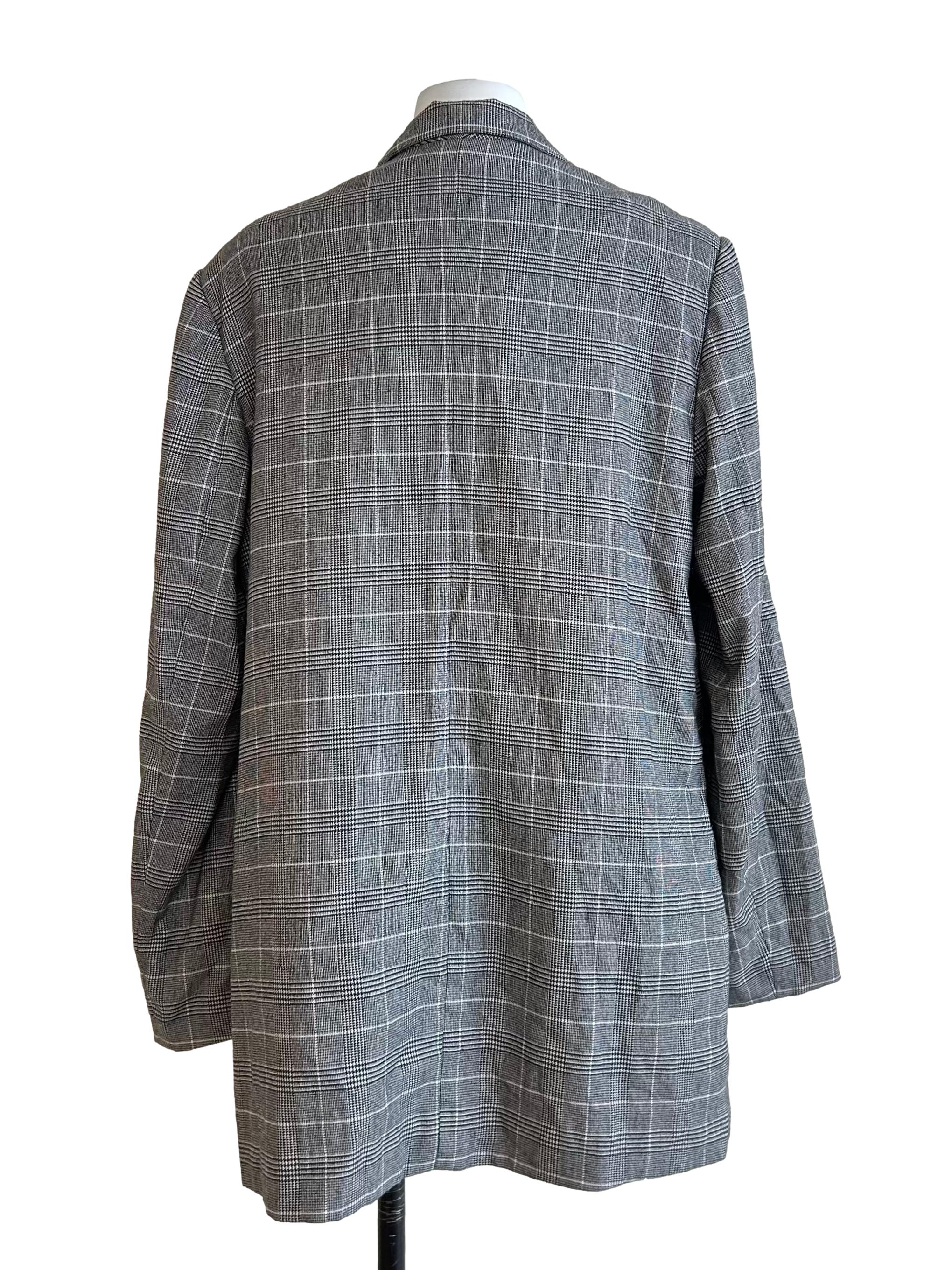 Grey Plaid Oversized Blazer