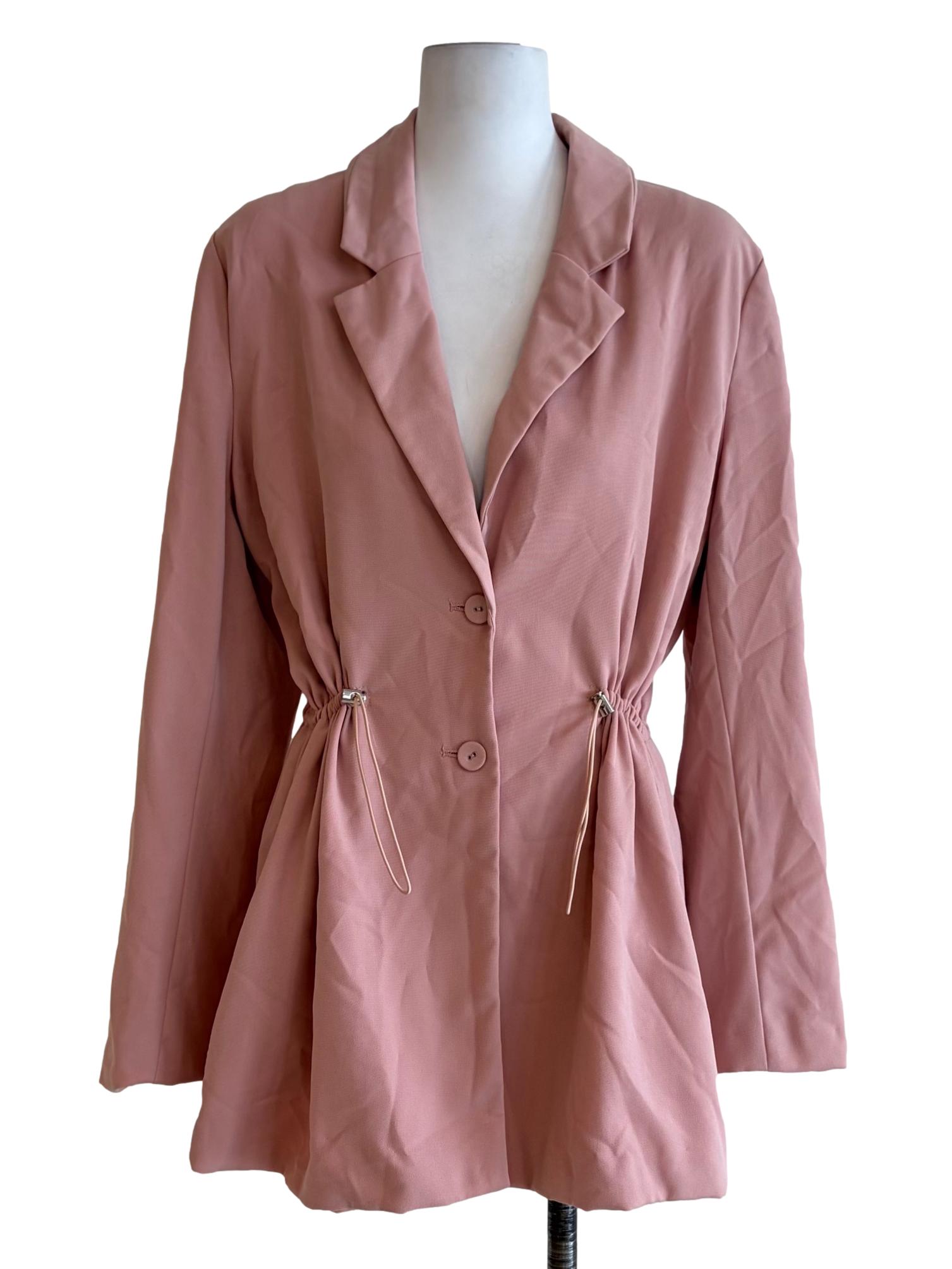 Blush Pink Scrunched Waist Blazer