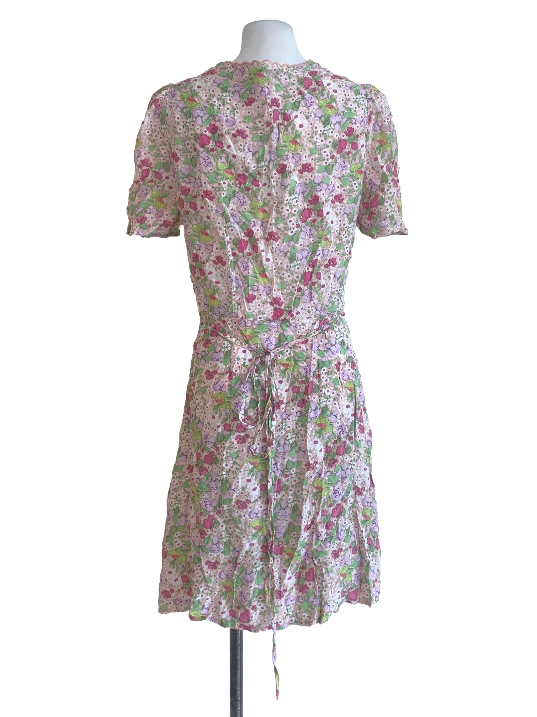 Rose Pink Flowered Patterned Wrap Dress