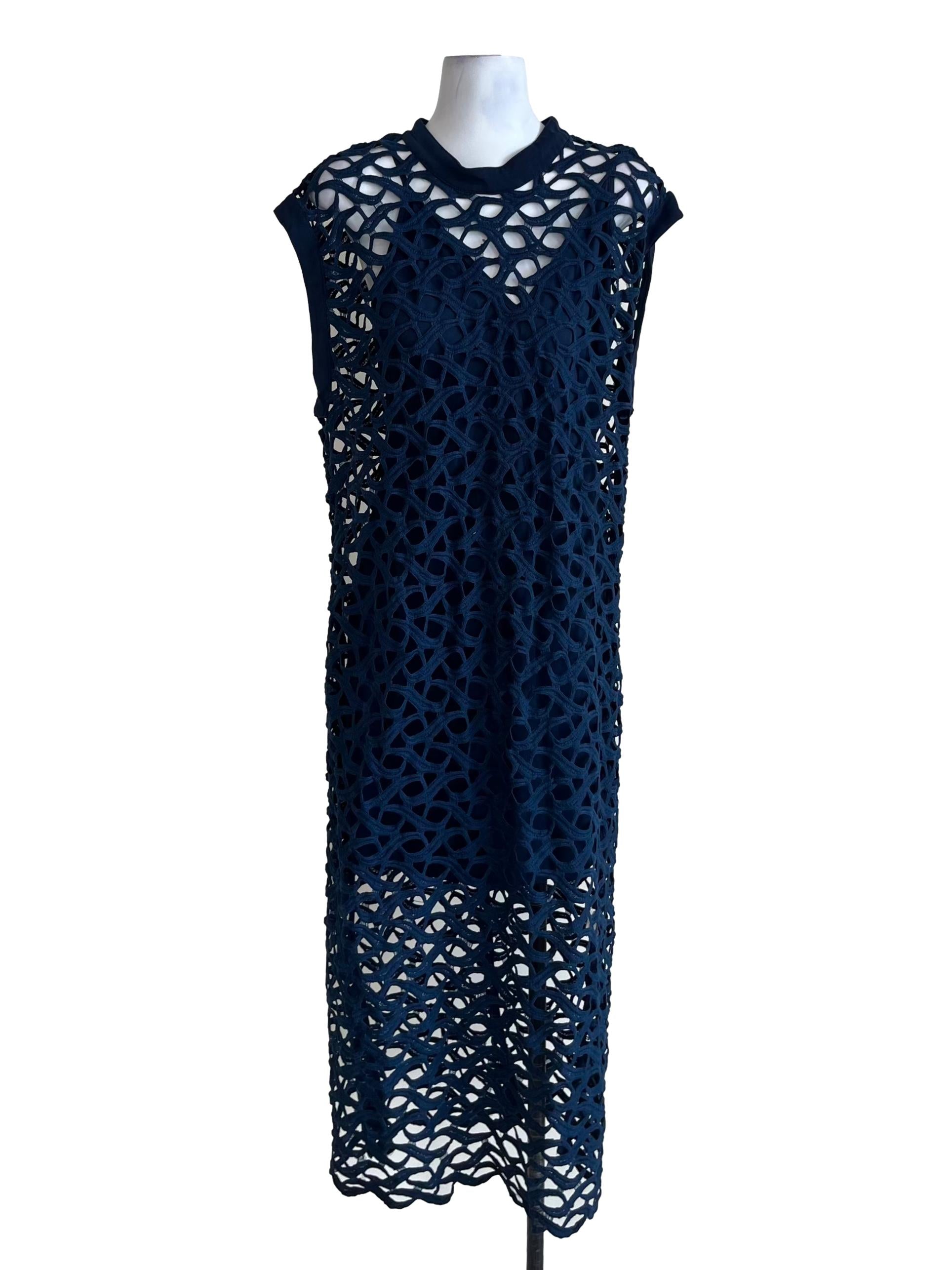 Navy Blue Lace Shift Dress