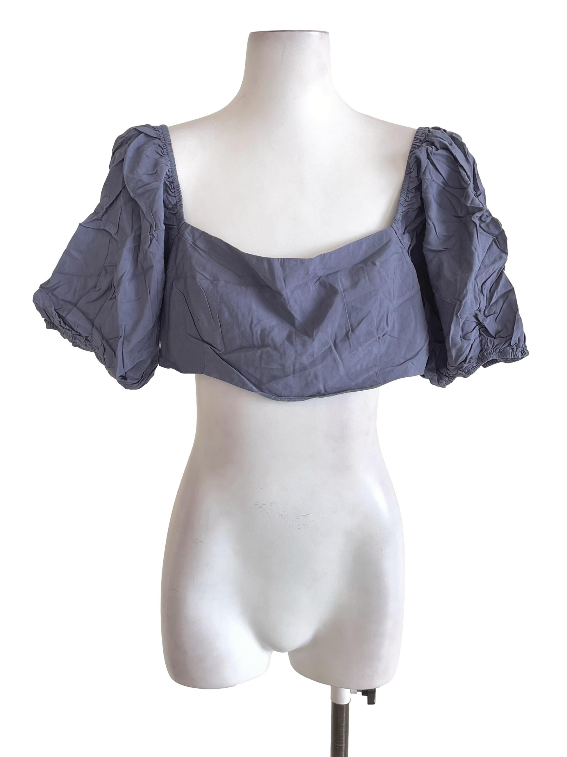 SuperGurl Stone Blue Puff Sleeves Tube Top | REFASH