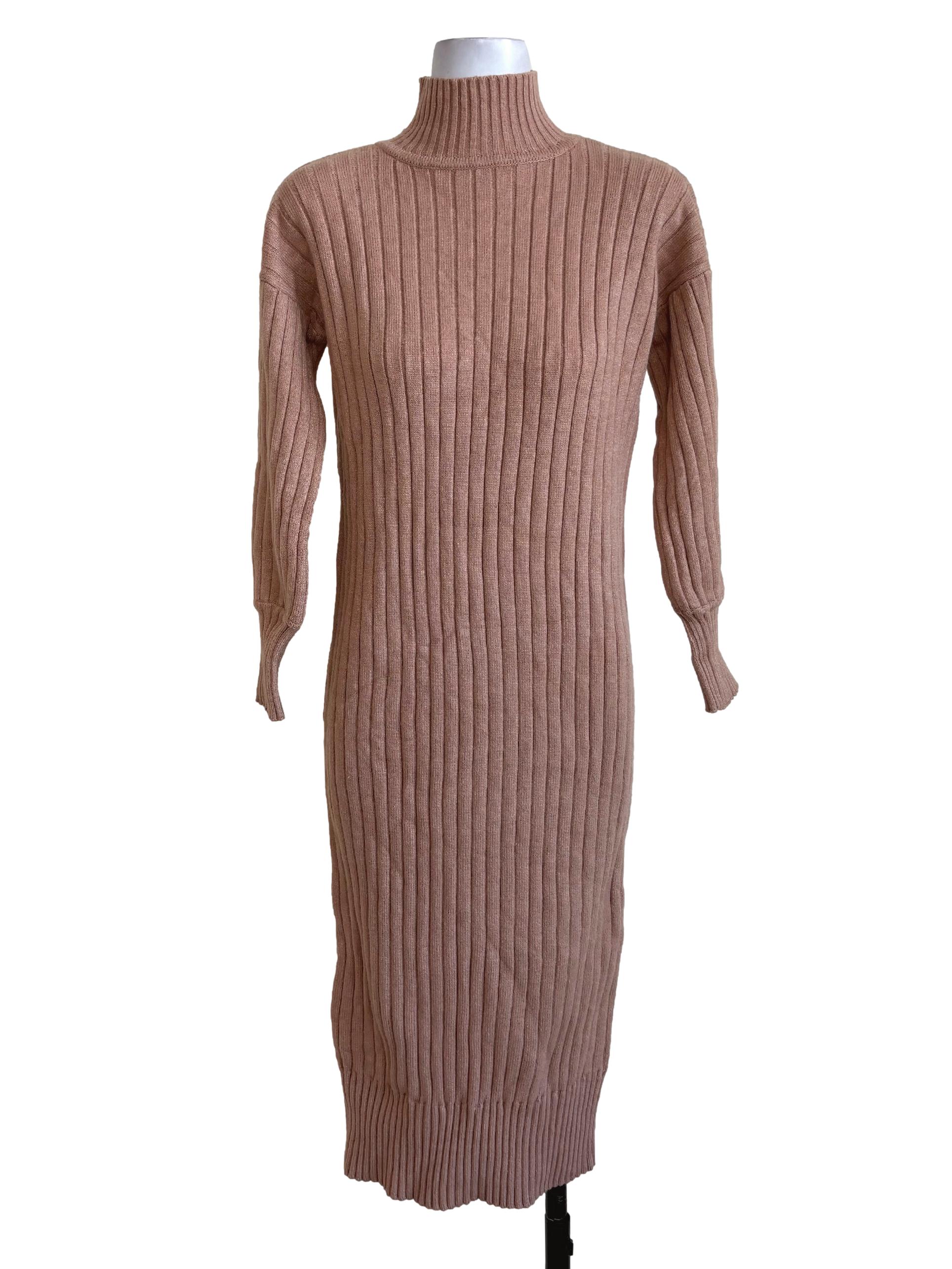Sepia Knitted Bodycon High Neck Dress