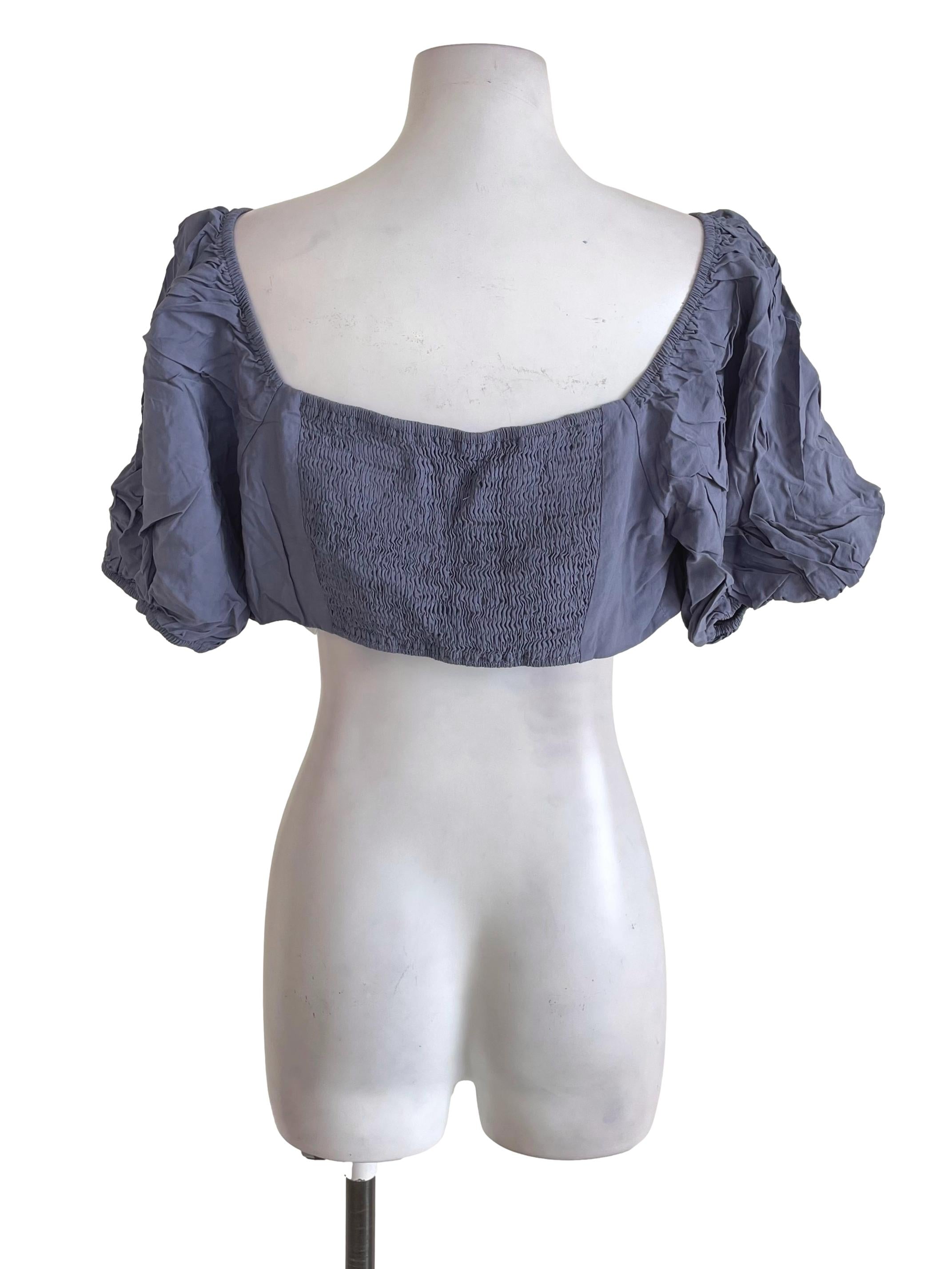 SuperGurl Stone Blue Puff Sleeves Tube Top | REFASH