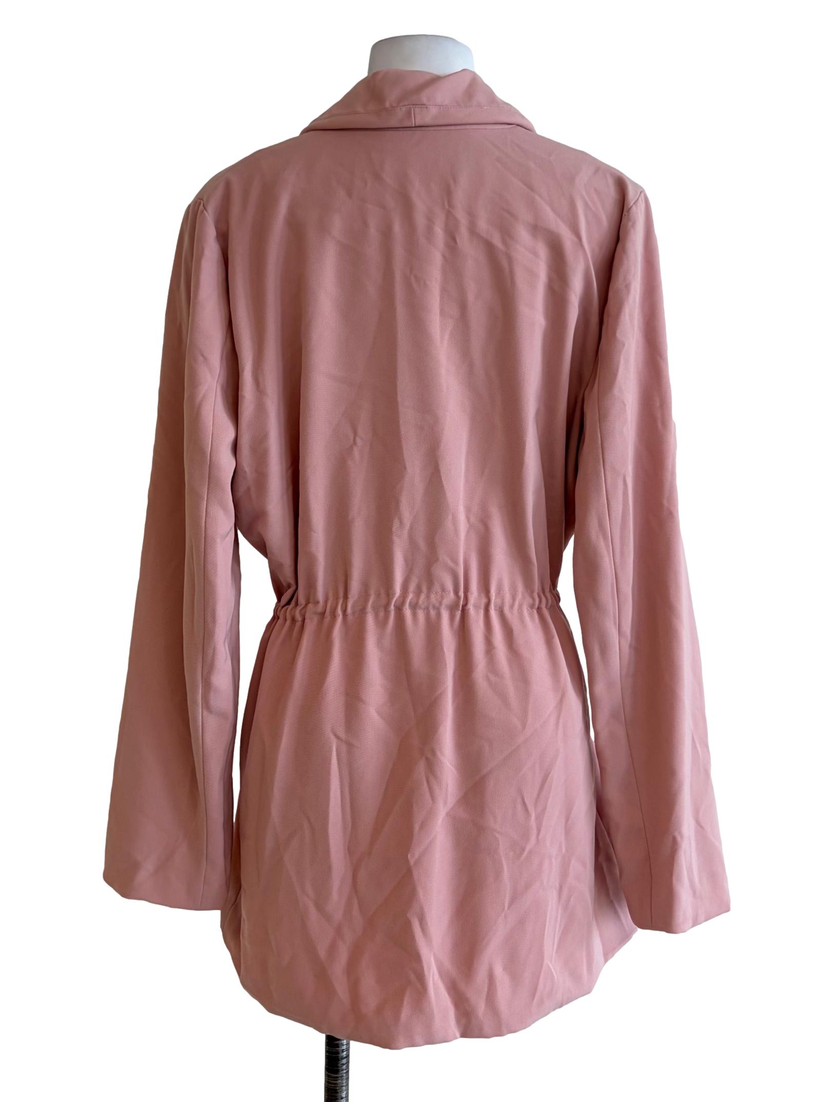 Blush Pink Scrunched Waist Blazer
