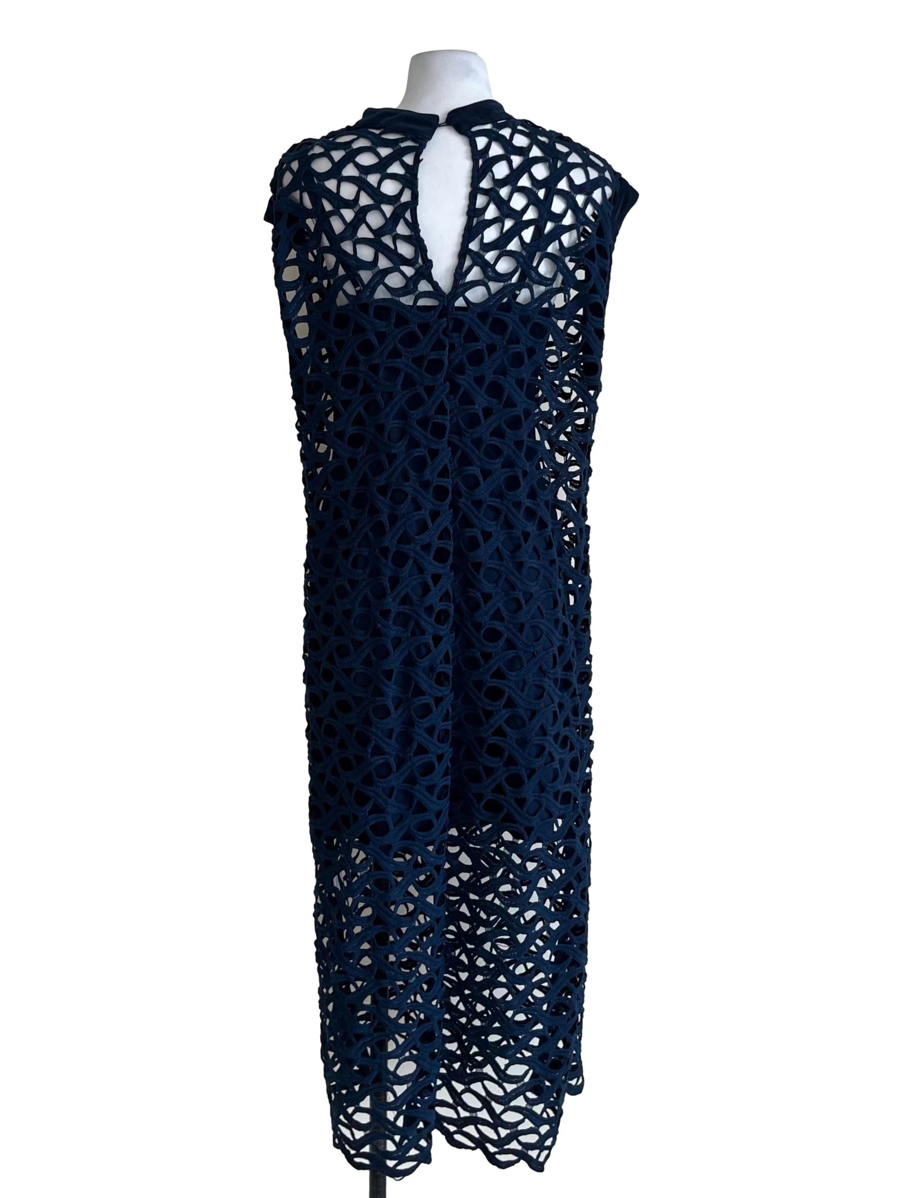 Navy Blue Lace Shift Dress