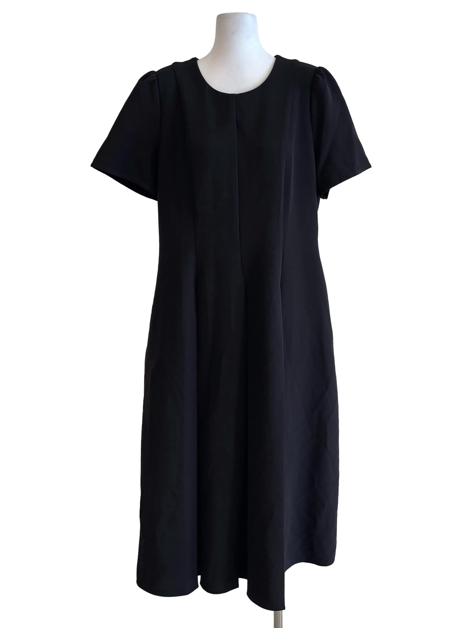 Jet Black Short Sleeve Flare Dress