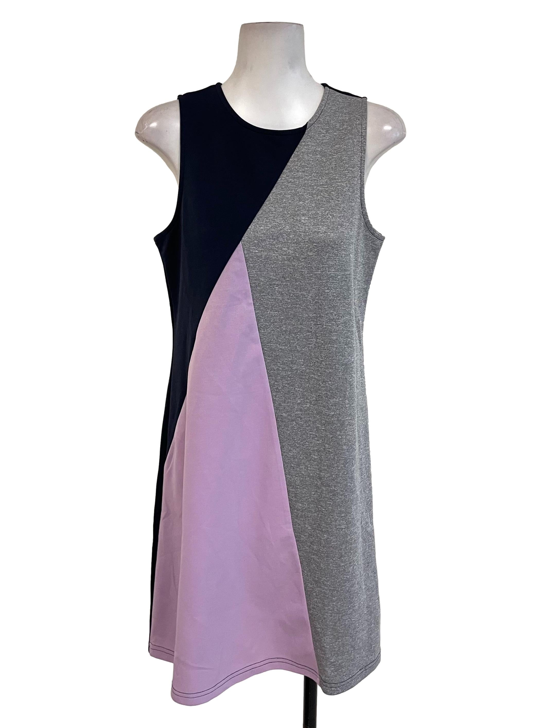 Grey Contrast Sleeveless Dress