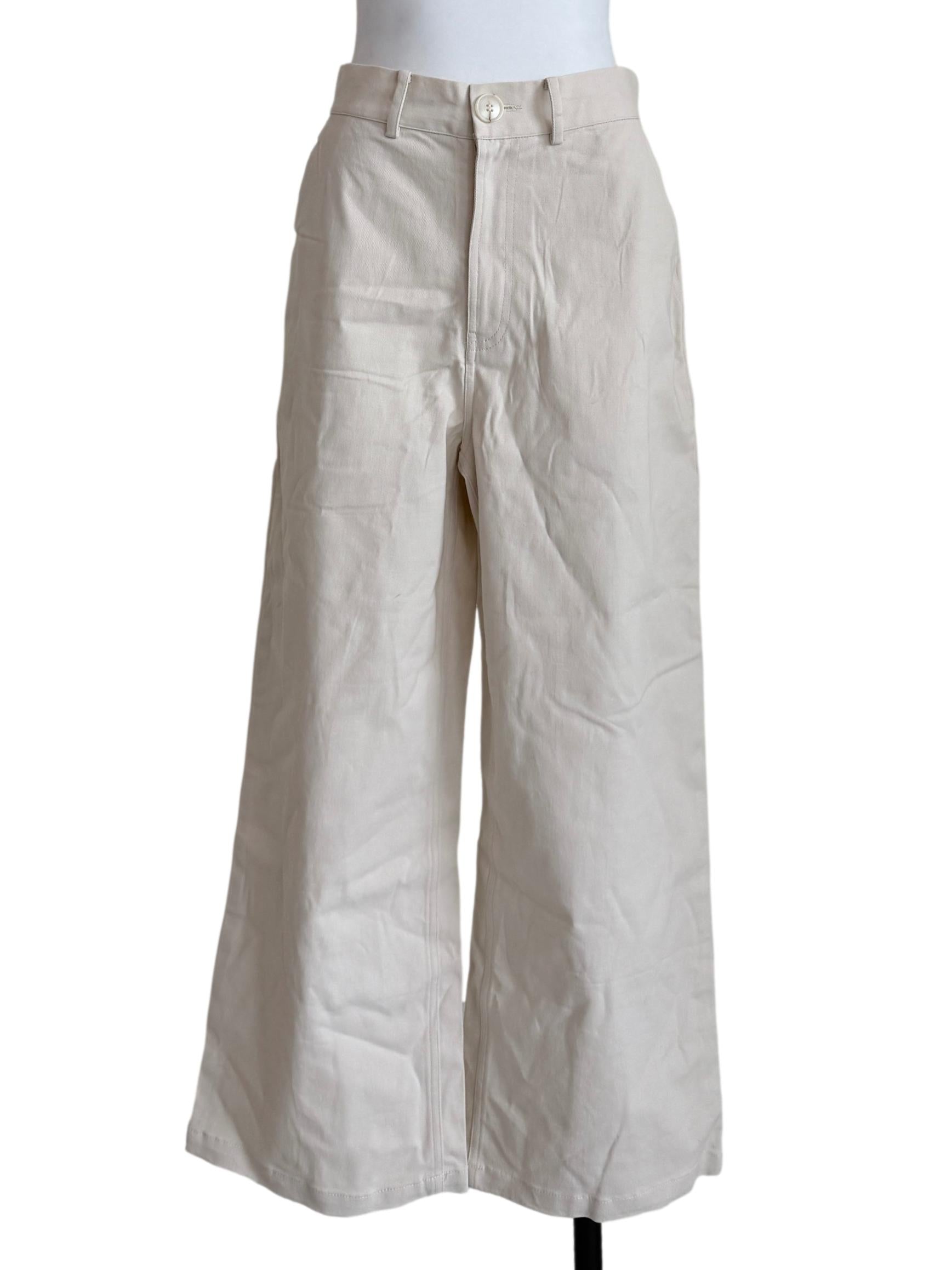 Alabaster White Wide Leg Jeans