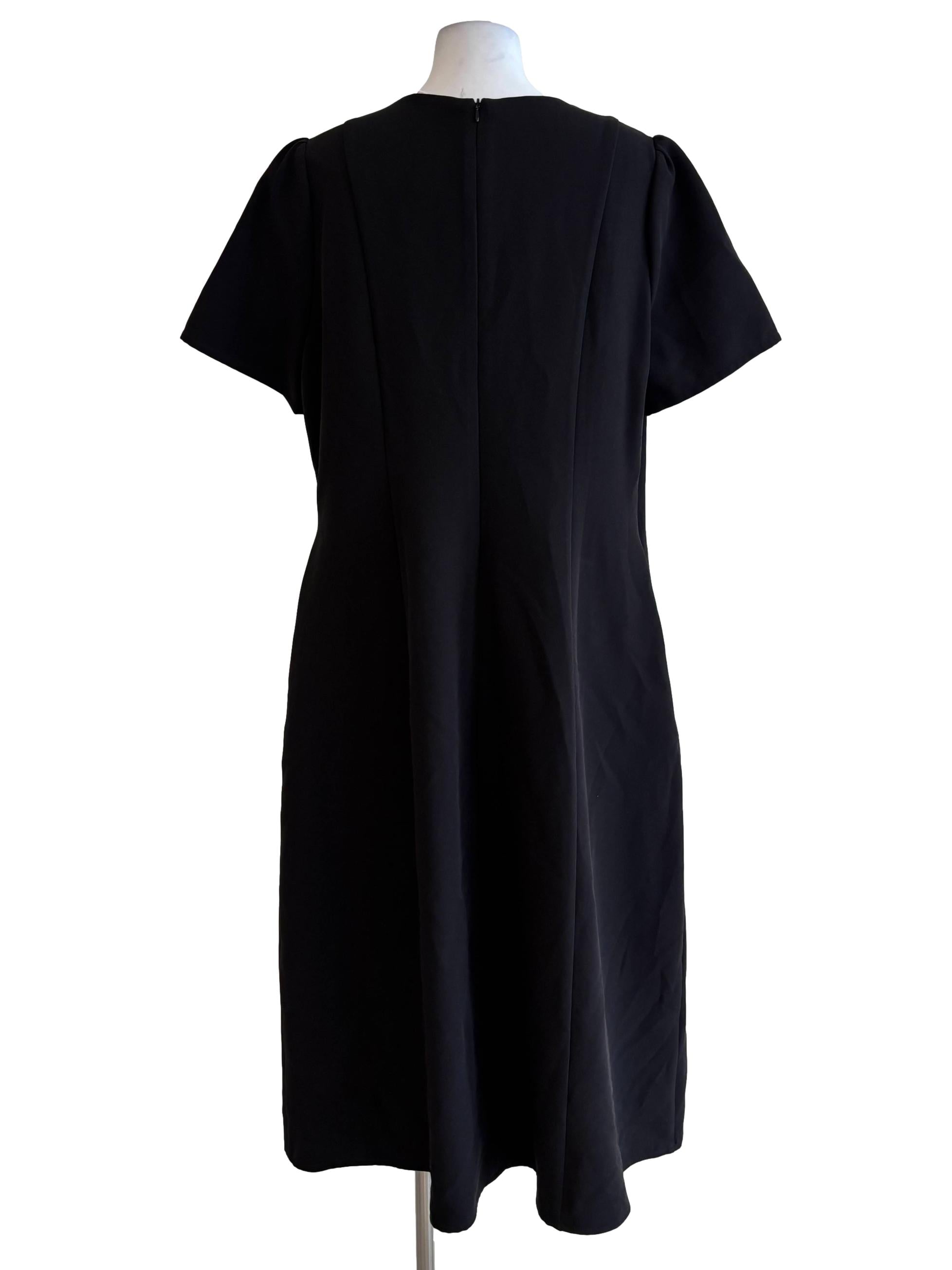Jet Black Short Sleeve Flare Dress