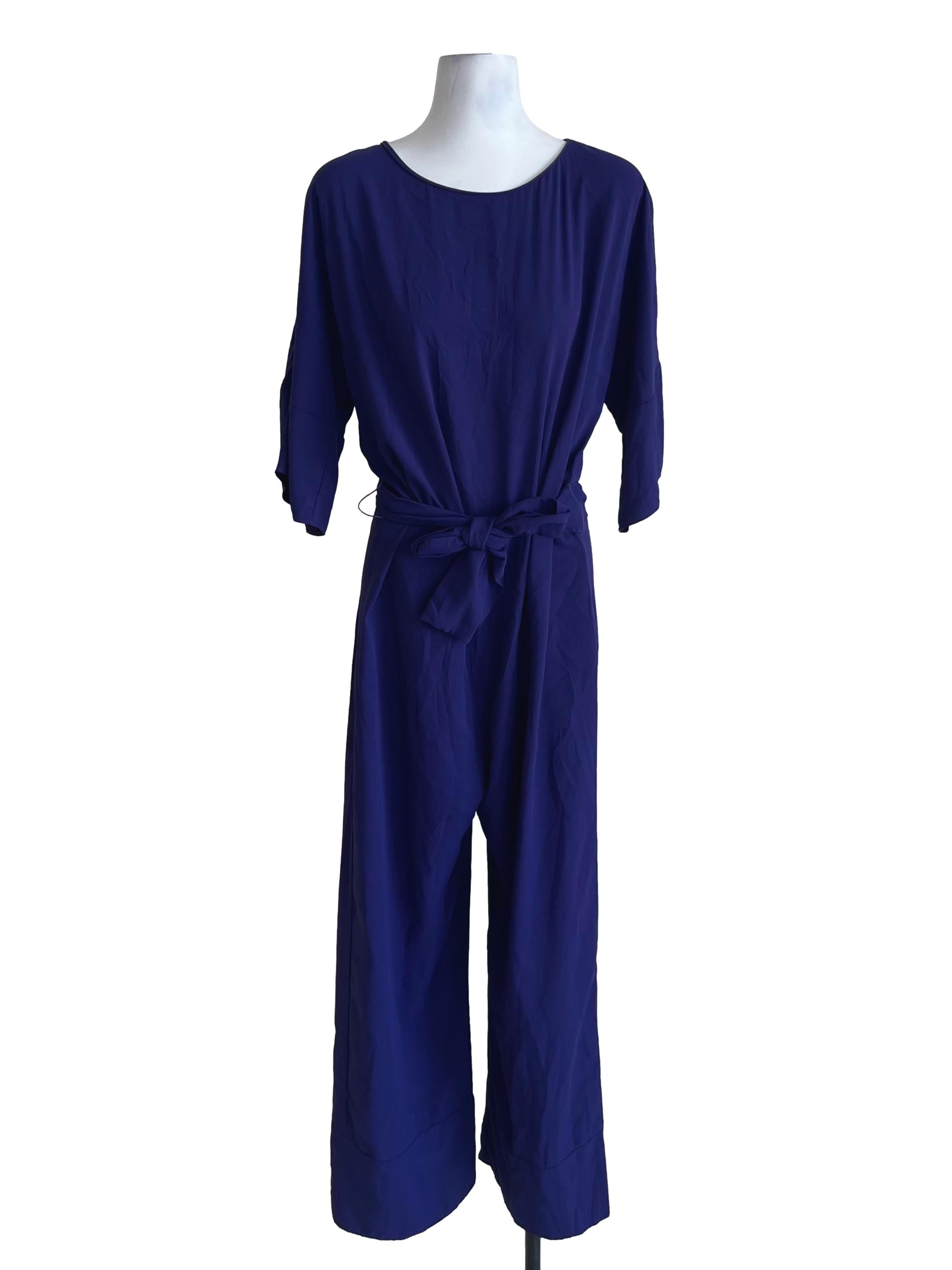Azure Blue Jewel Neckline Jumpsuit