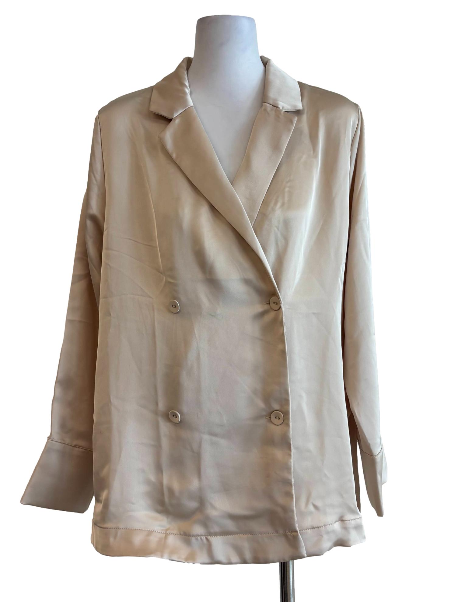 Beige Satin Button Shirt