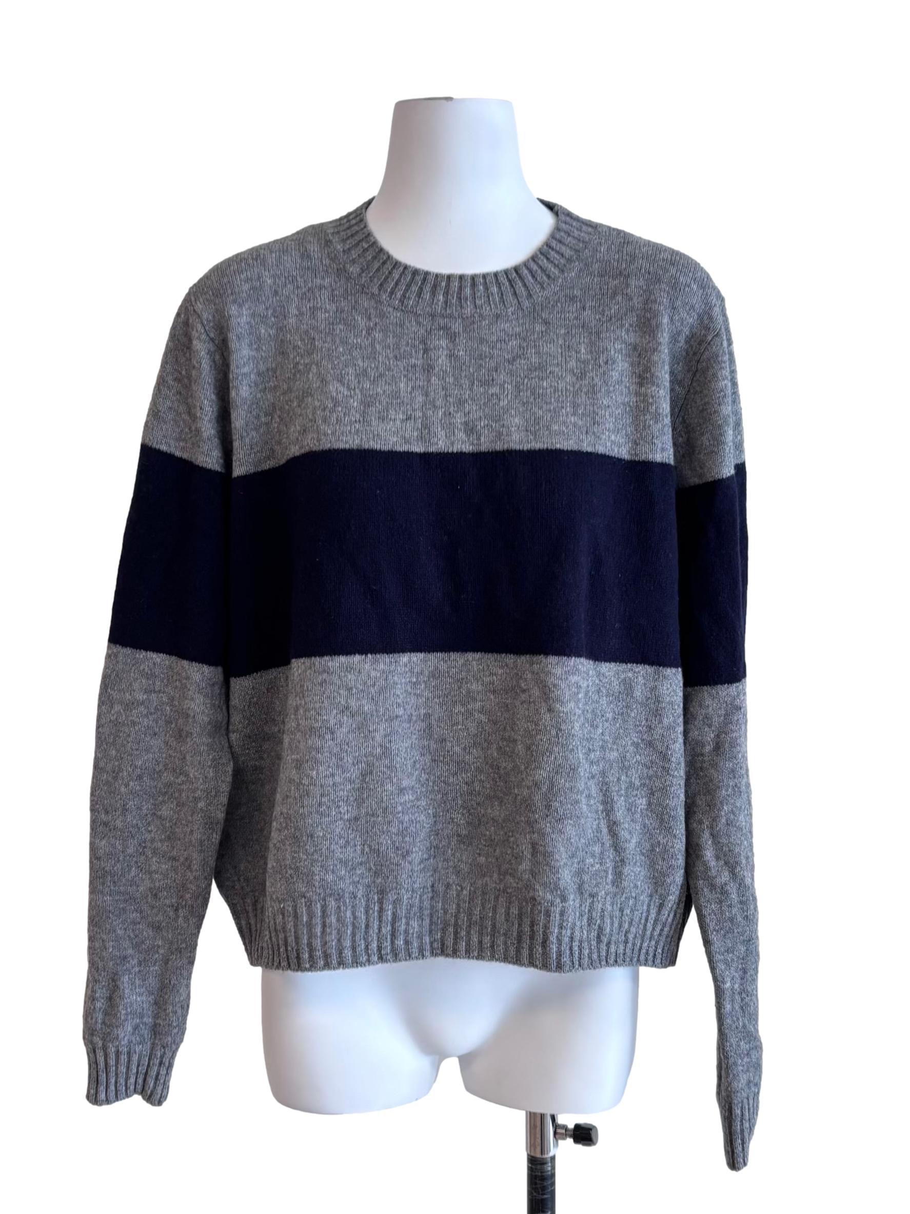 Grey Navy Striped Sweater