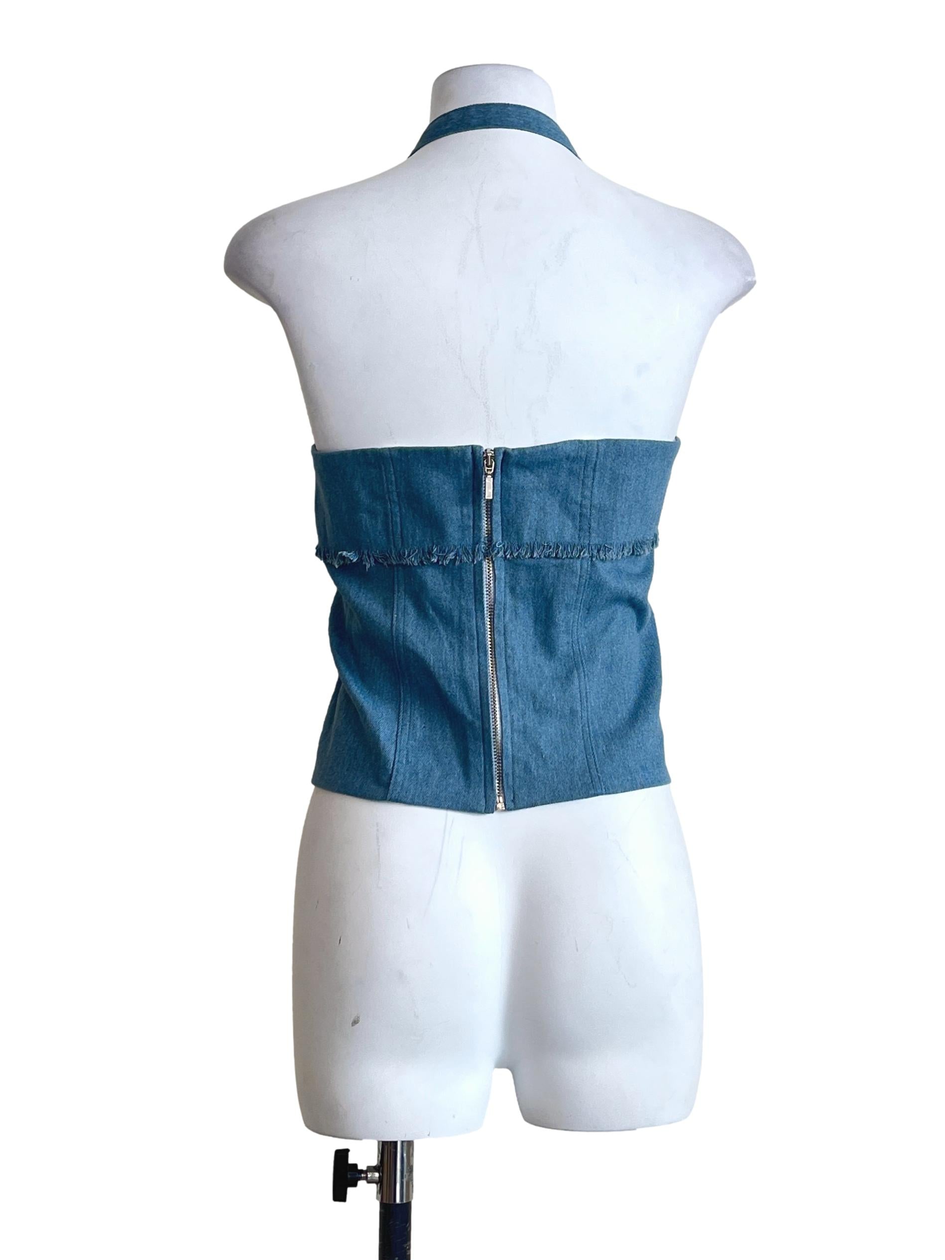 Denim Wash Halter Strap Sleeveless Top