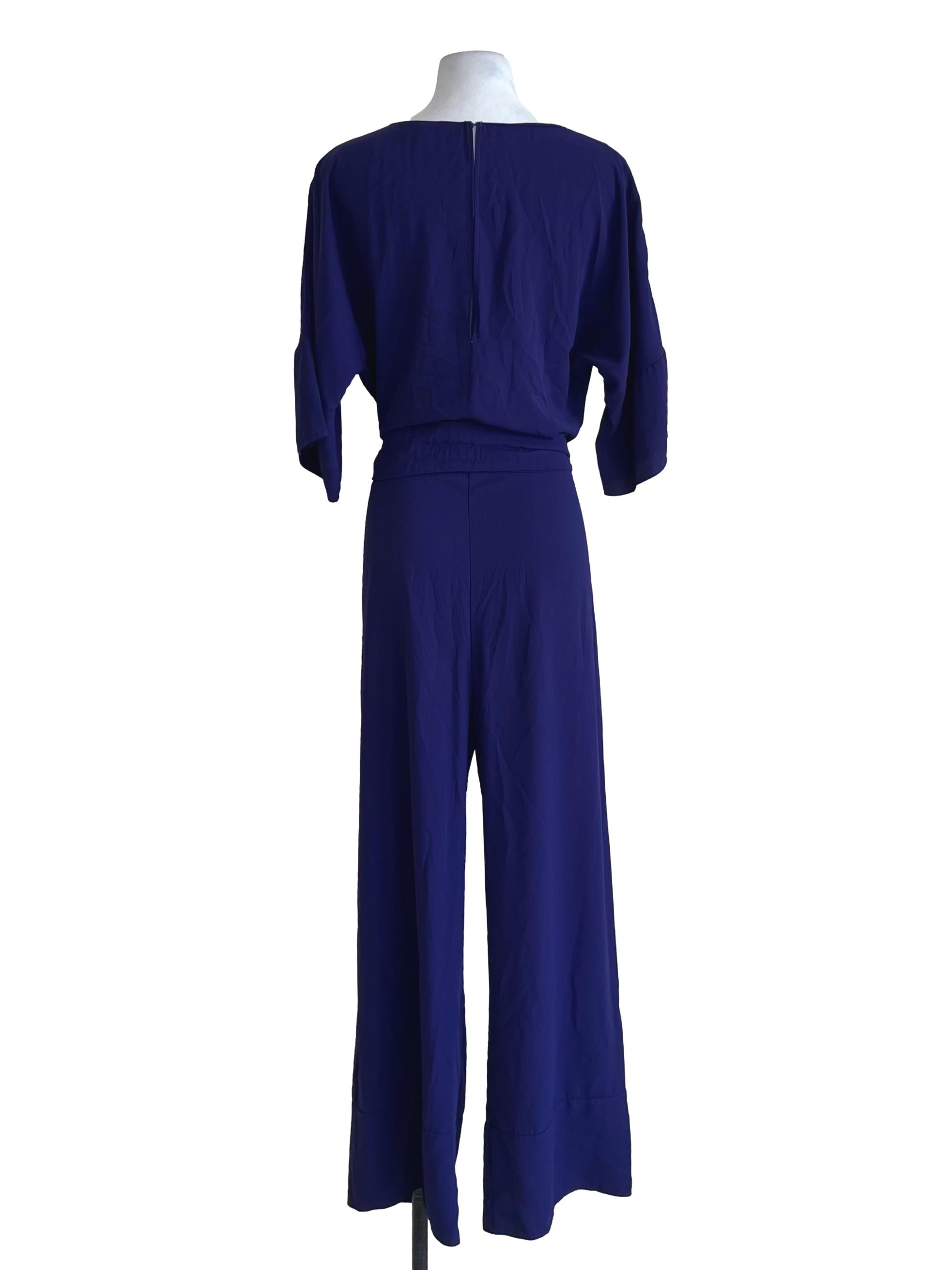 Azure Blue Jewel Neckline Jumpsuit