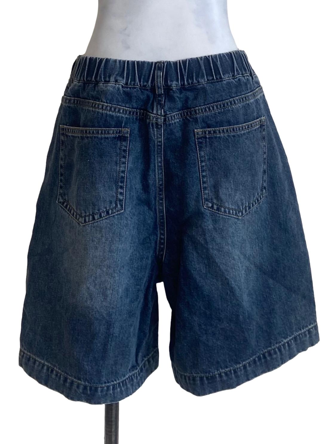 Blue Herringbone Short Jeans