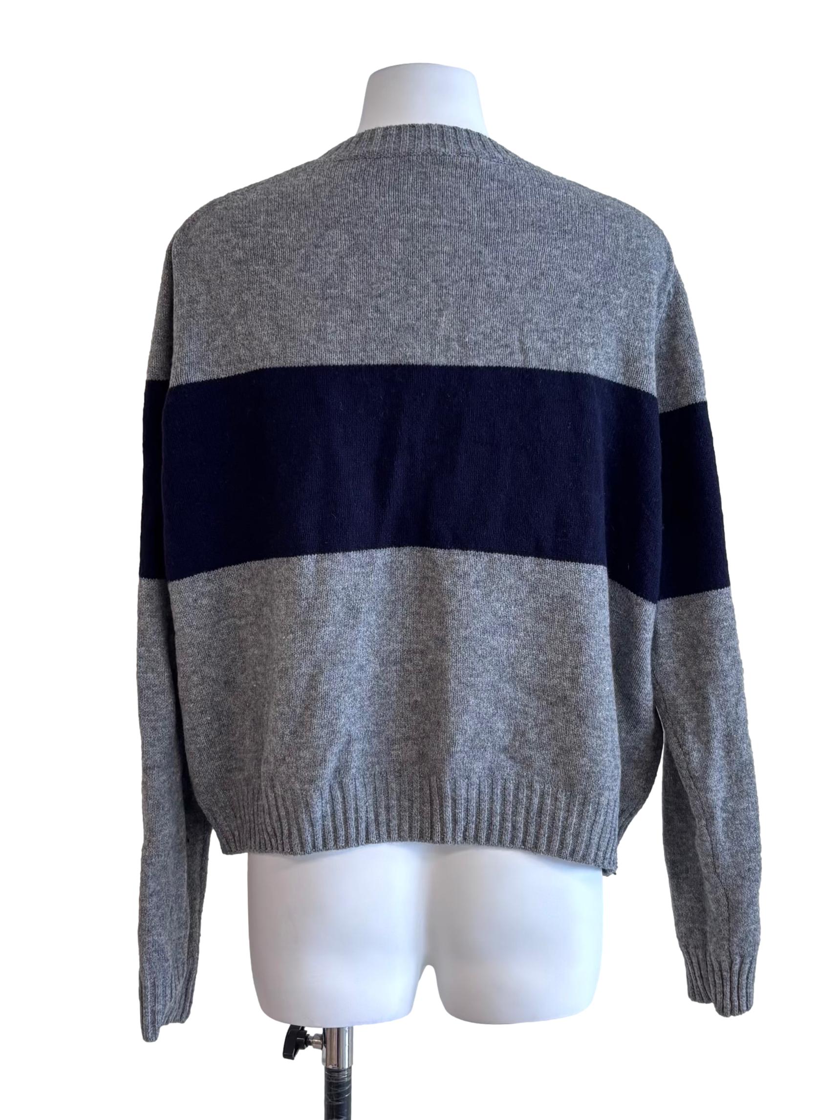 Grey Navy Striped Sweater