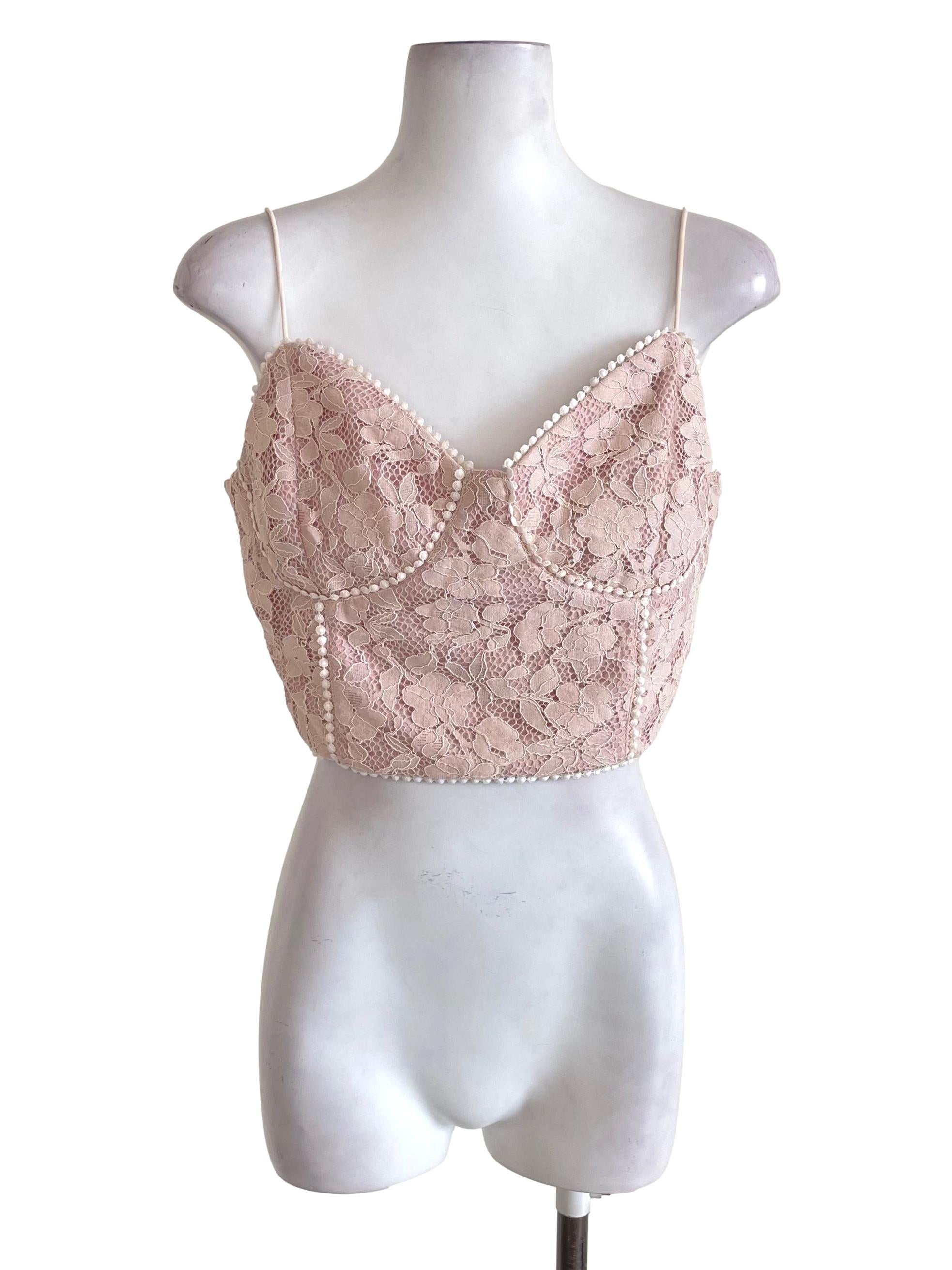 MFW Nude Pink Lace Bustier Top | REFASH