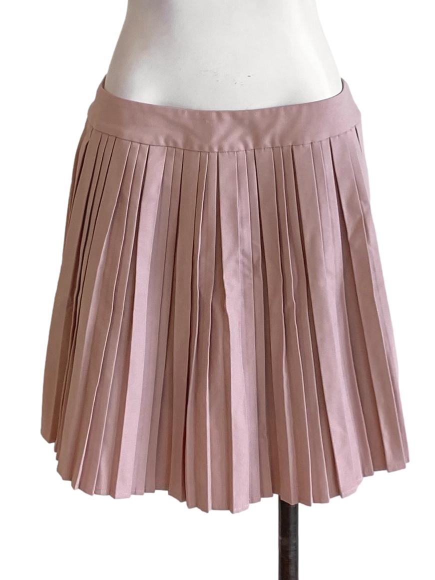 Dusty Pink Pleated Zip Up Flowy Mini Skirt