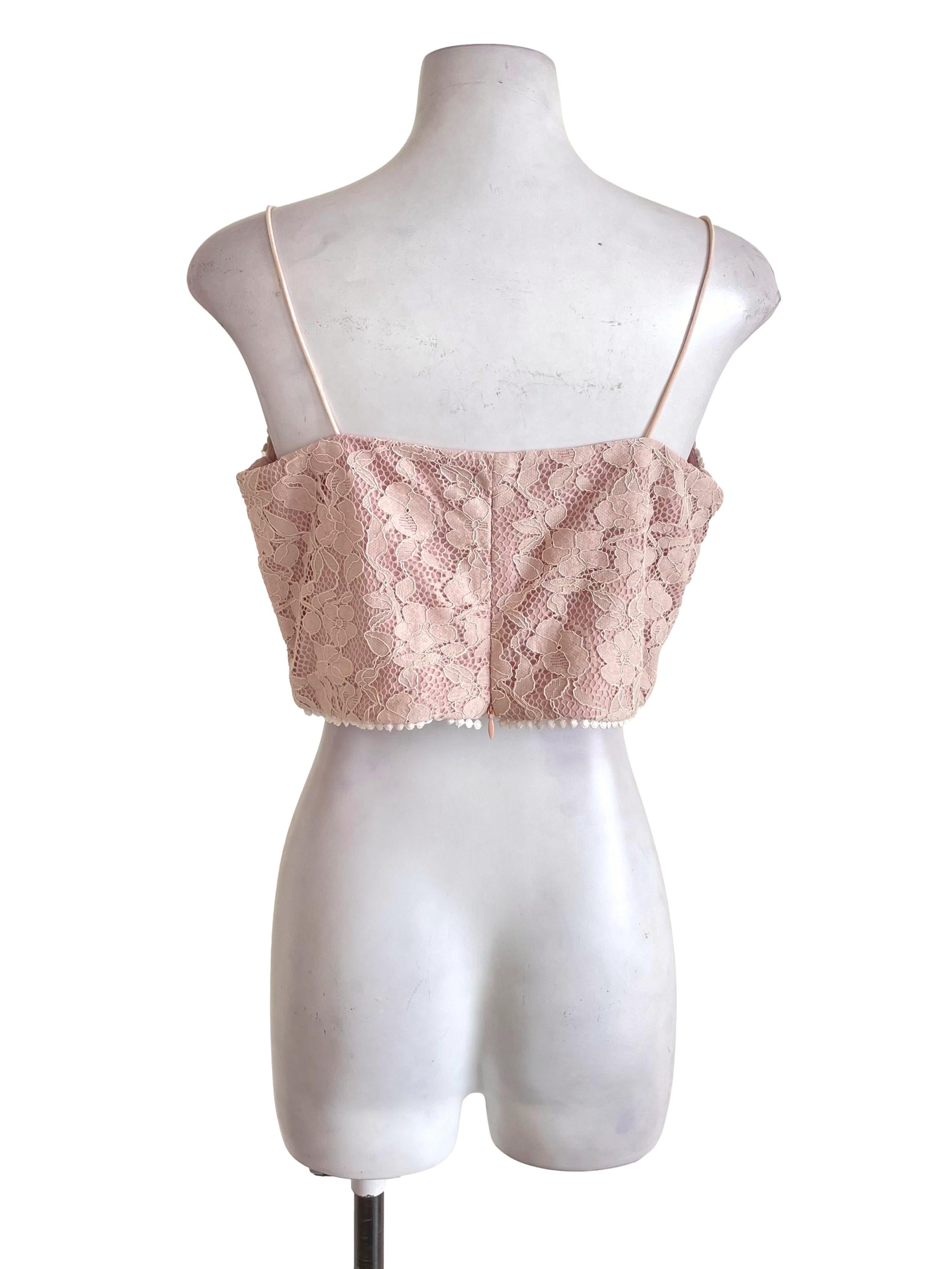 MFW Nude Pink Lace Bustier Top | REFASH