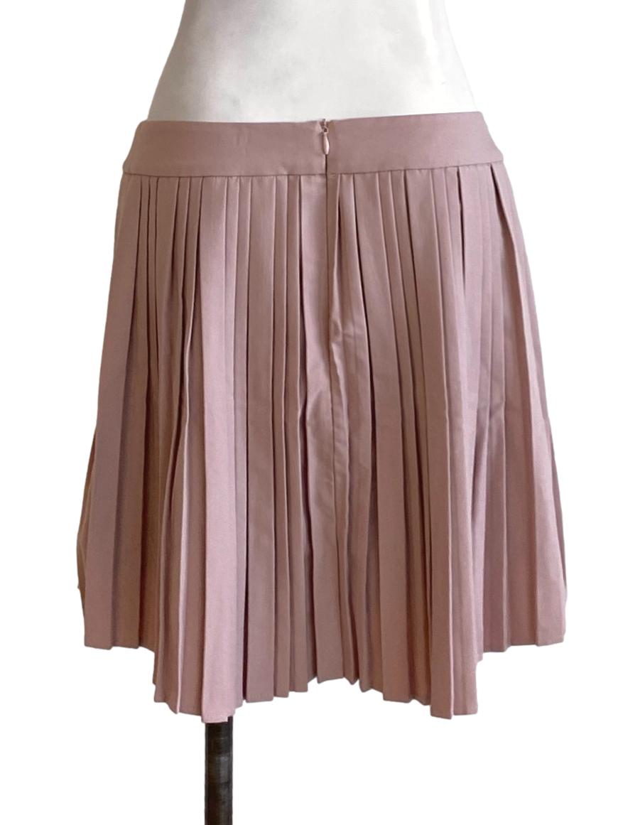 Dusty Pink Pleated Zip Up Flowy Mini Skirt
