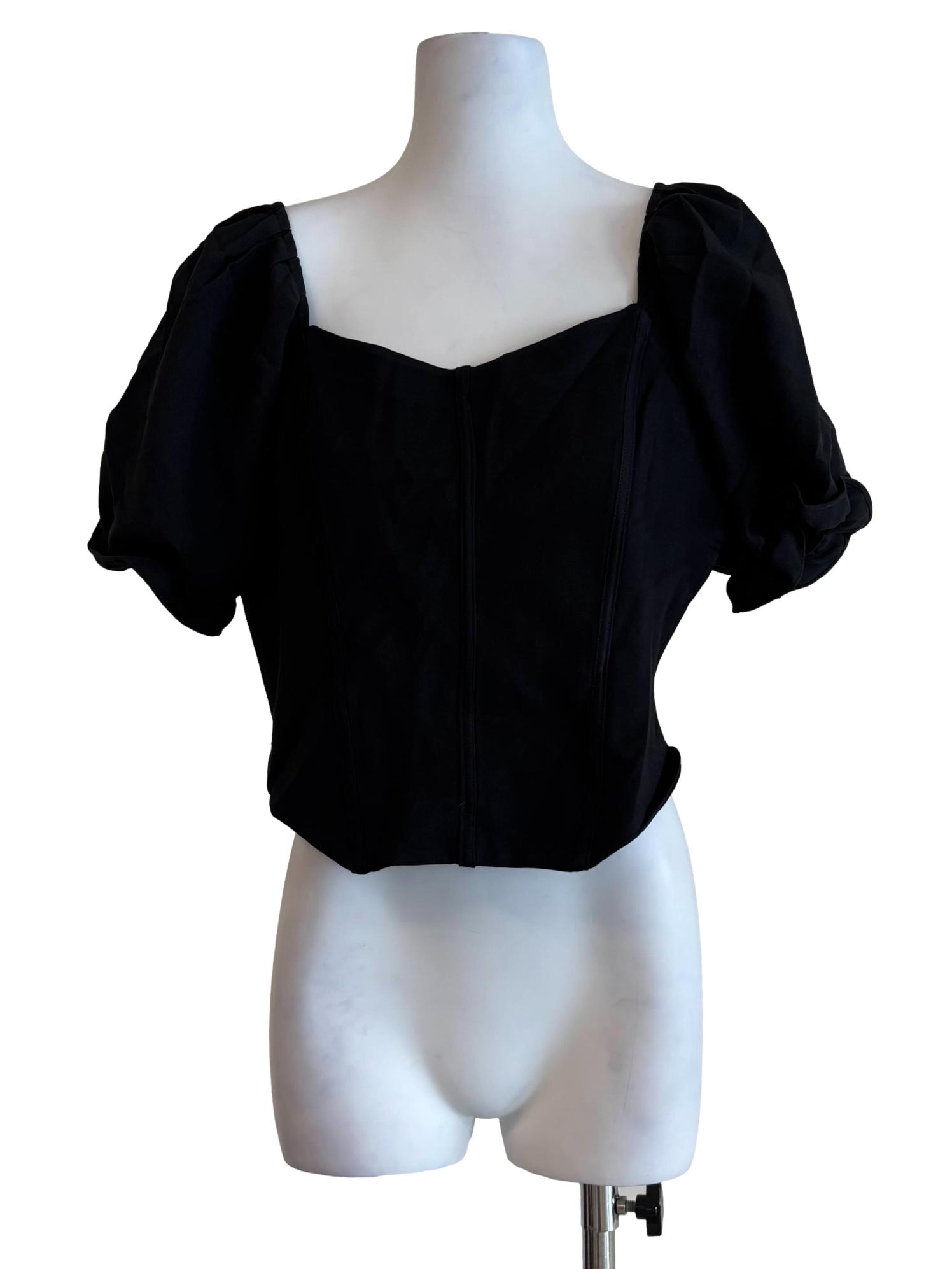 Slate Black Puffy Corset Top