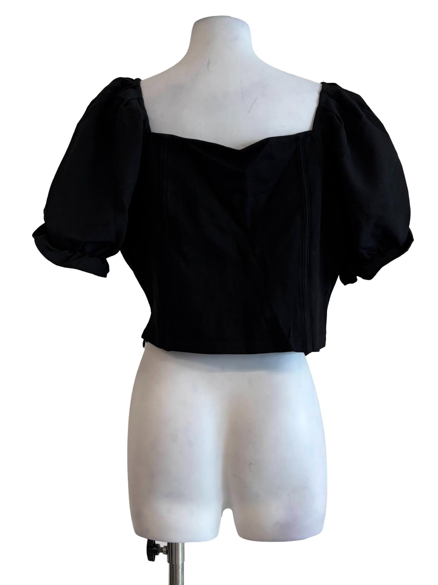 Slate Black Puffy Corset Top