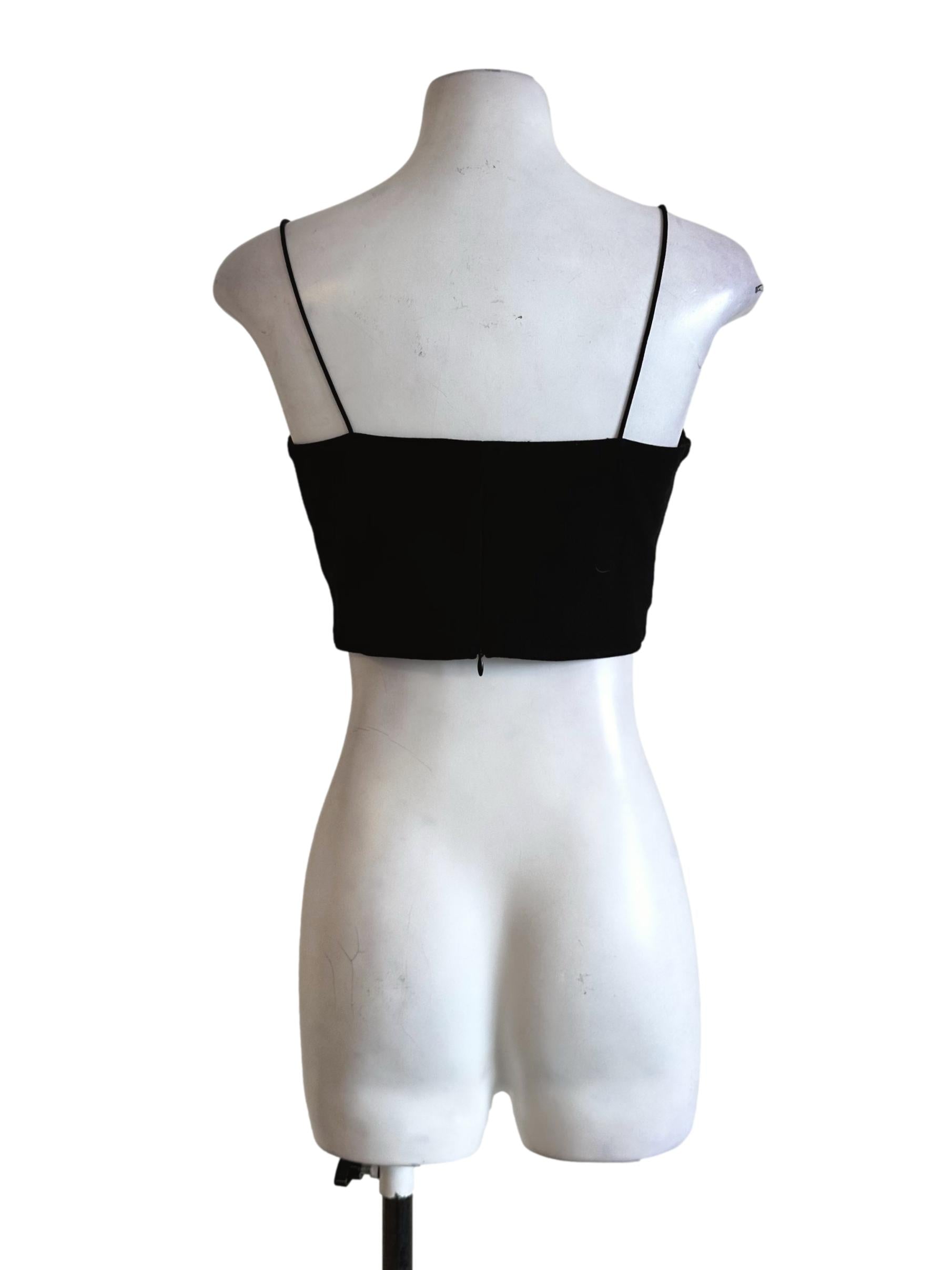 Black Padded Sleeveless Crop Top