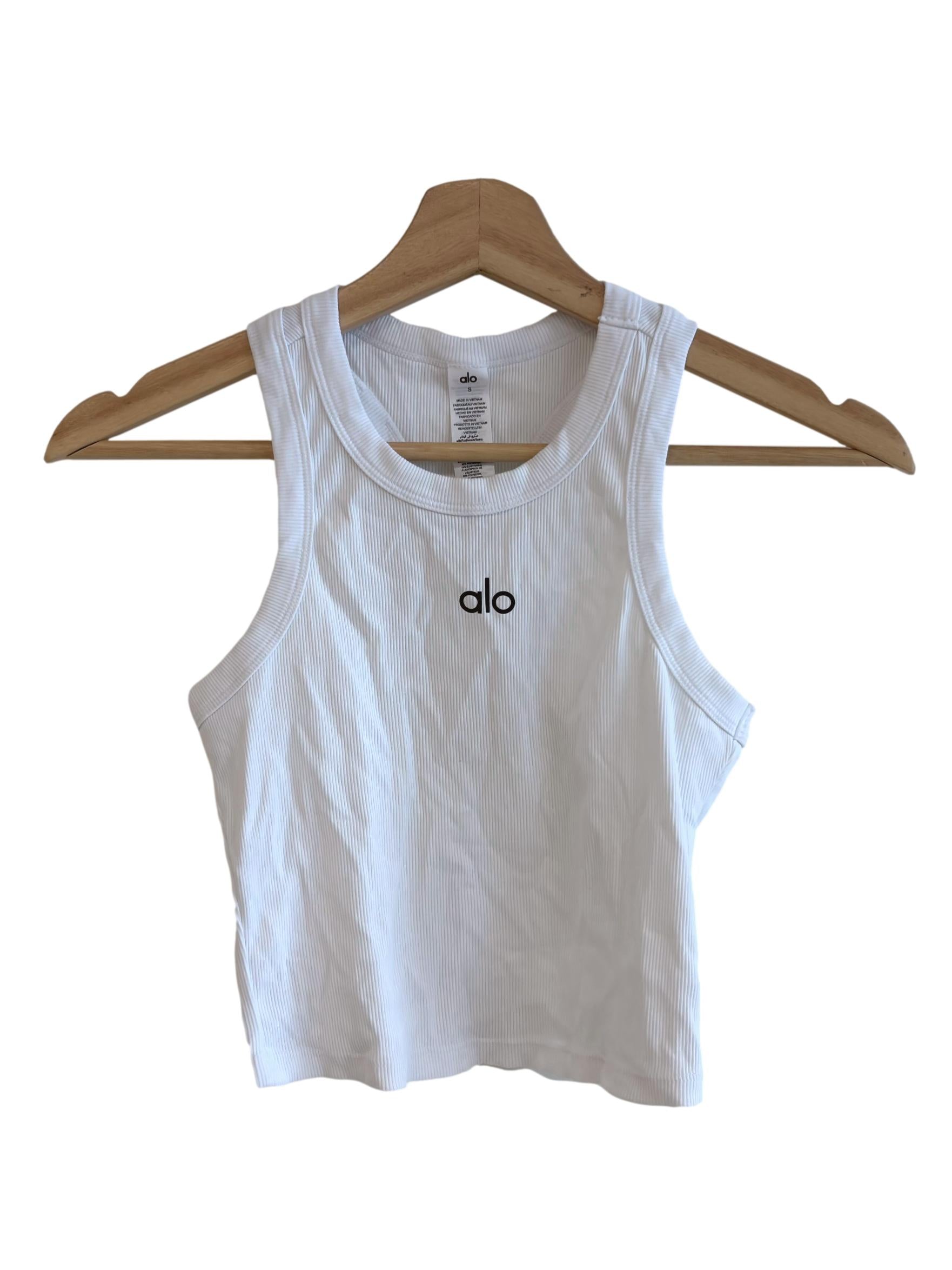 White Logo Racerback Cropped Tank