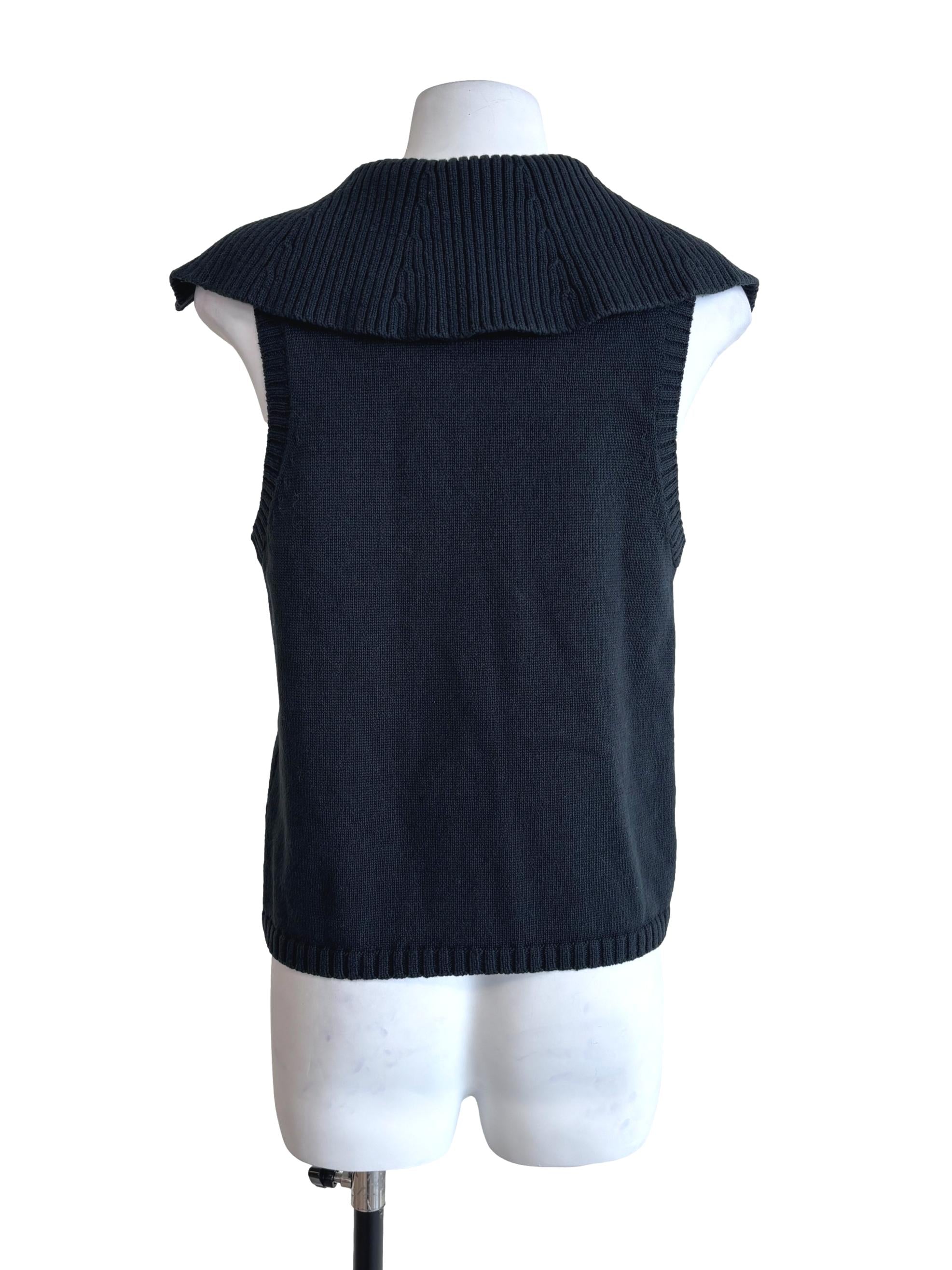 Dark Teal Blue Blue Collar Knit Vest
