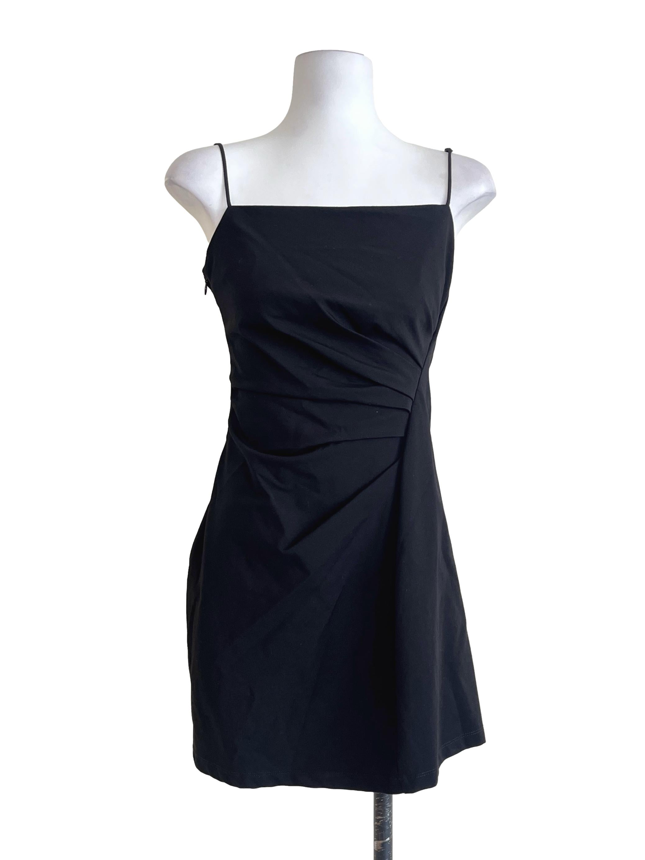 Pitch Black Spaghetti Strap Slip Dress
