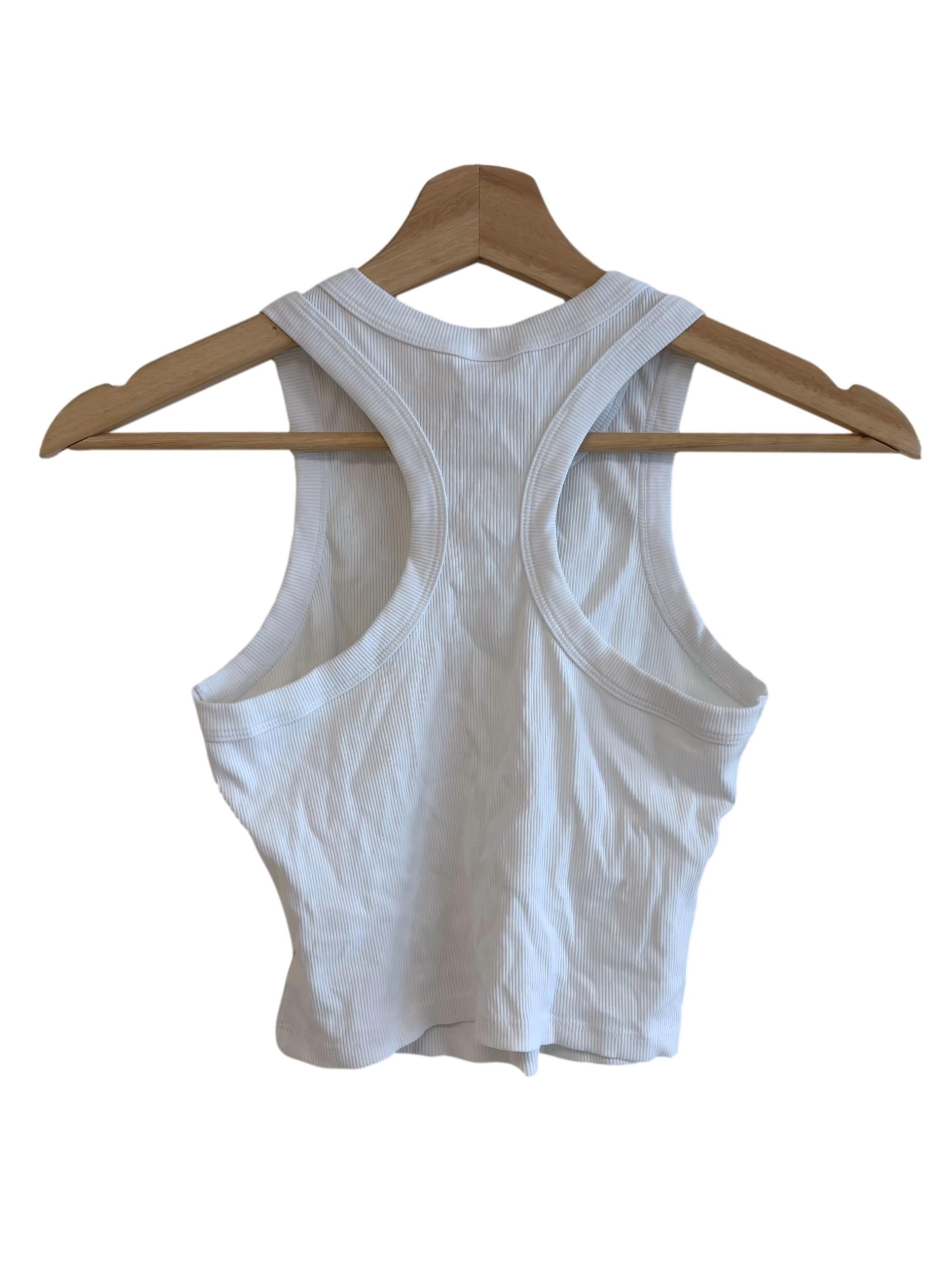 White Logo Racerback Cropped Tank
