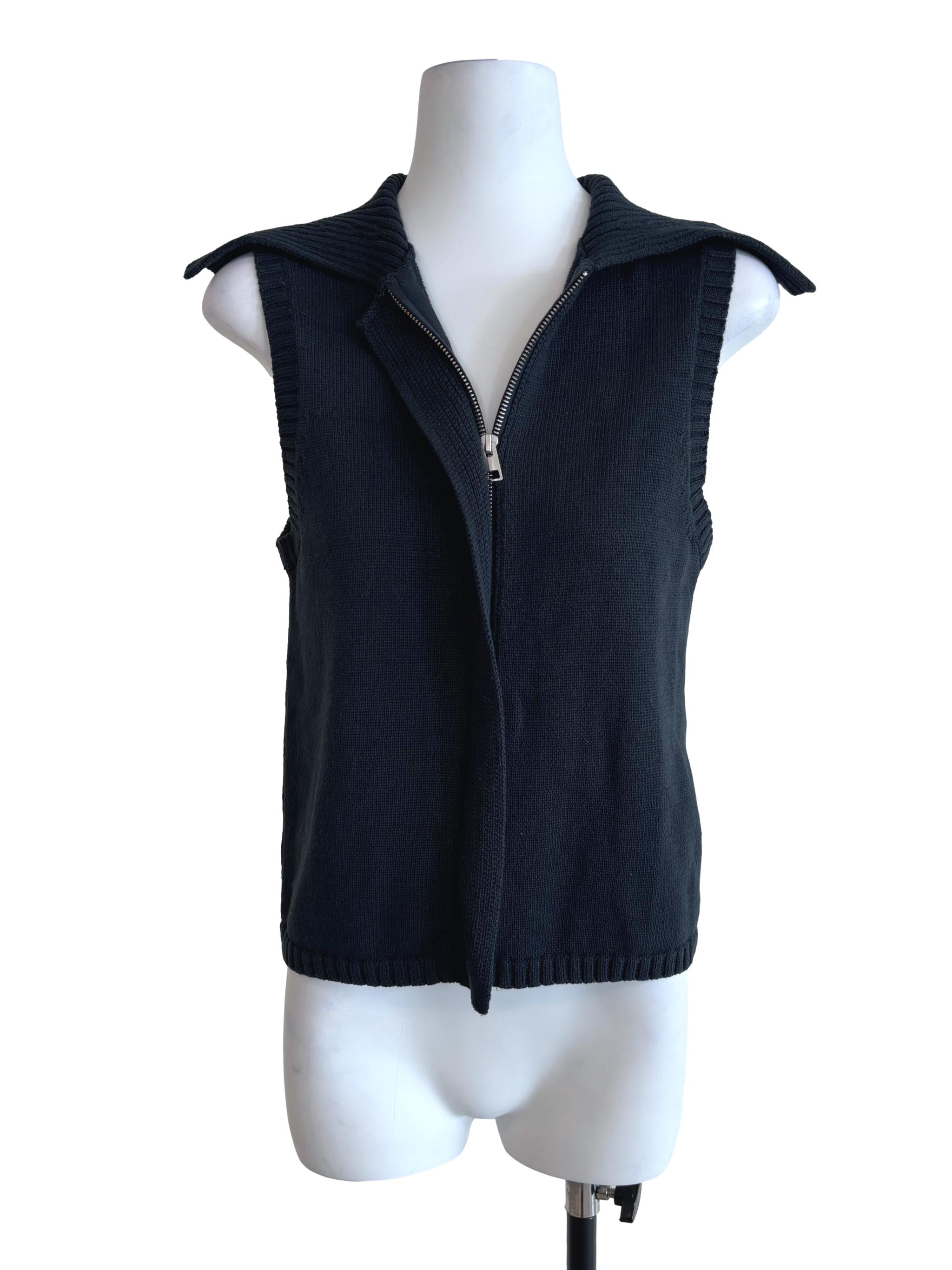 Dark Teal Blue Blue Collar Knit Vest
