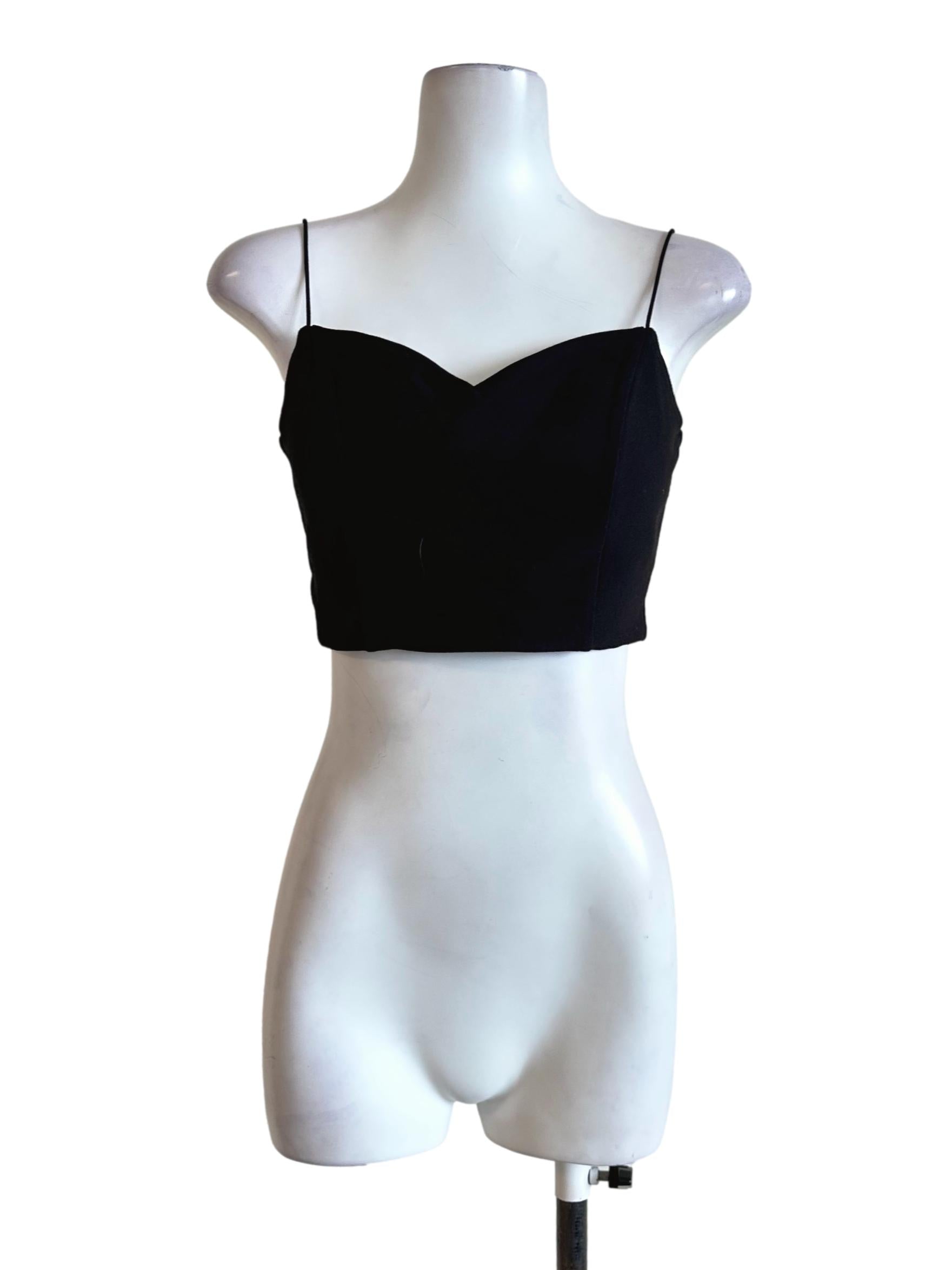 Black Padded Sleeveless Crop Top