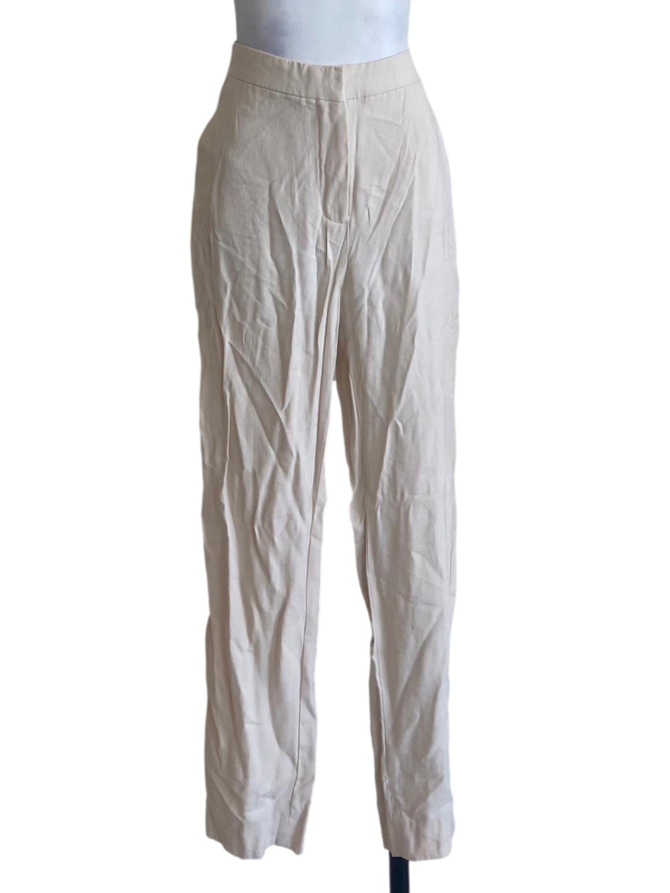 Parchment Herringbone Straight Formal Pants