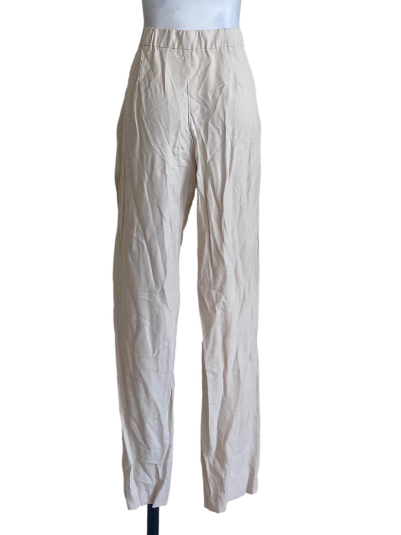 Parchment Herringbone Straight Formal Pants