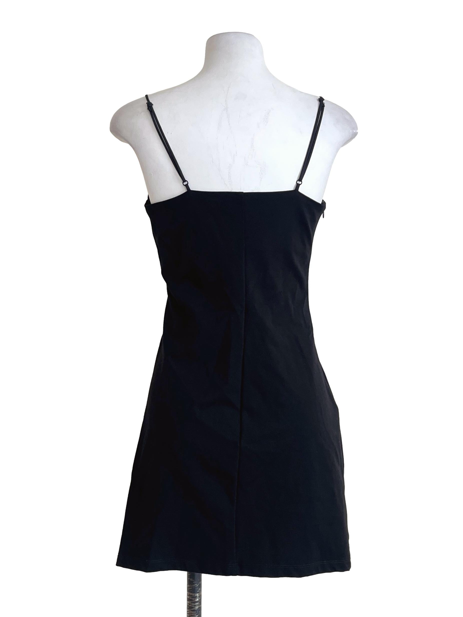 Pitch Black Spaghetti Strap Slip Dress