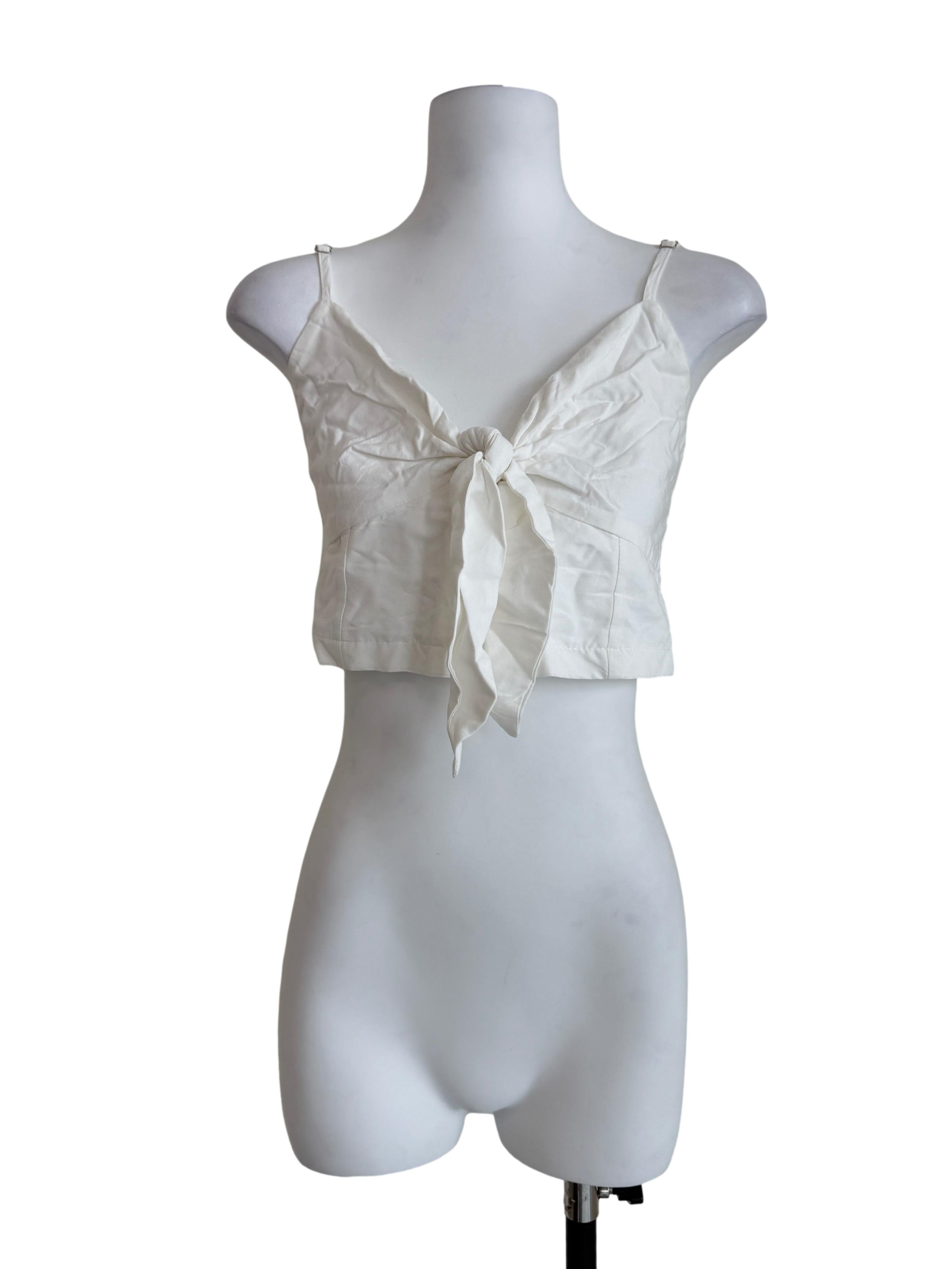 White Spaghetti Strap Crop Top
