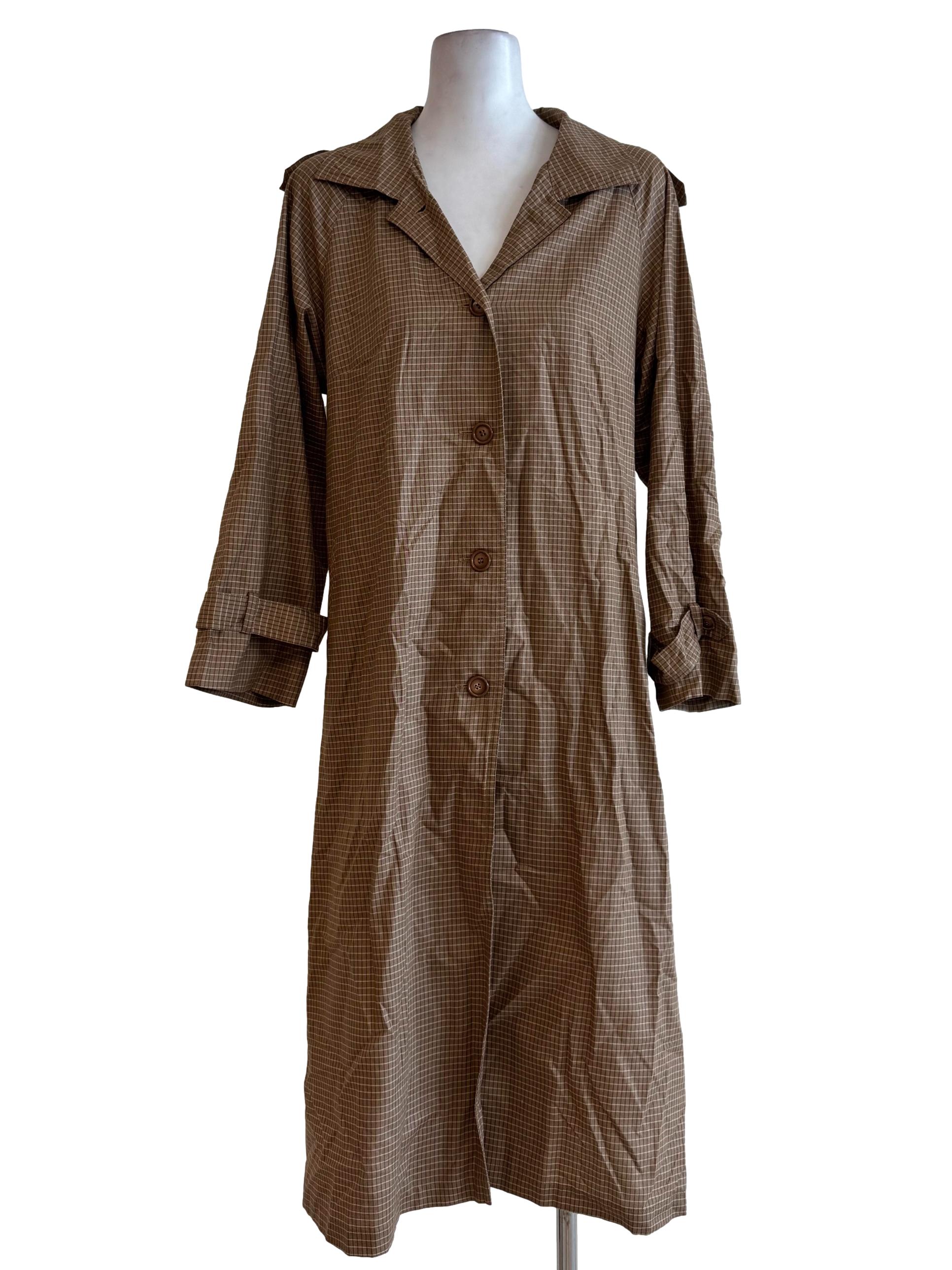 Brown Checkered Shirt Dress