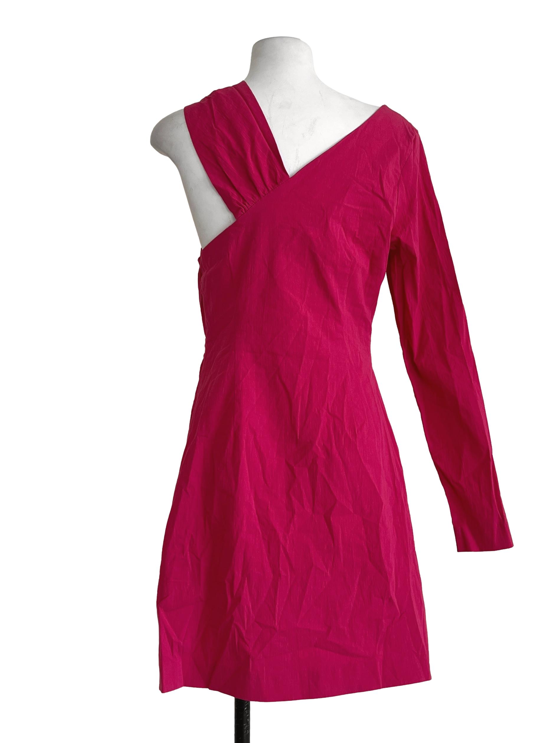 Hot Pink Asymmetrical Slip Dress