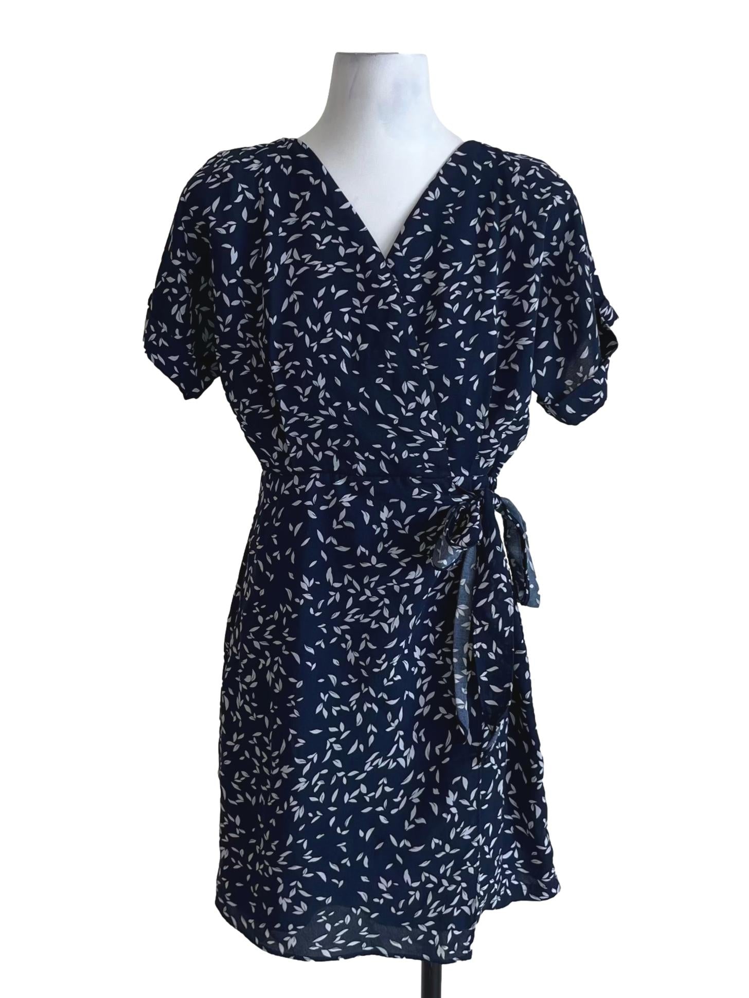 Navy Blue V-Neckline Empire Dress