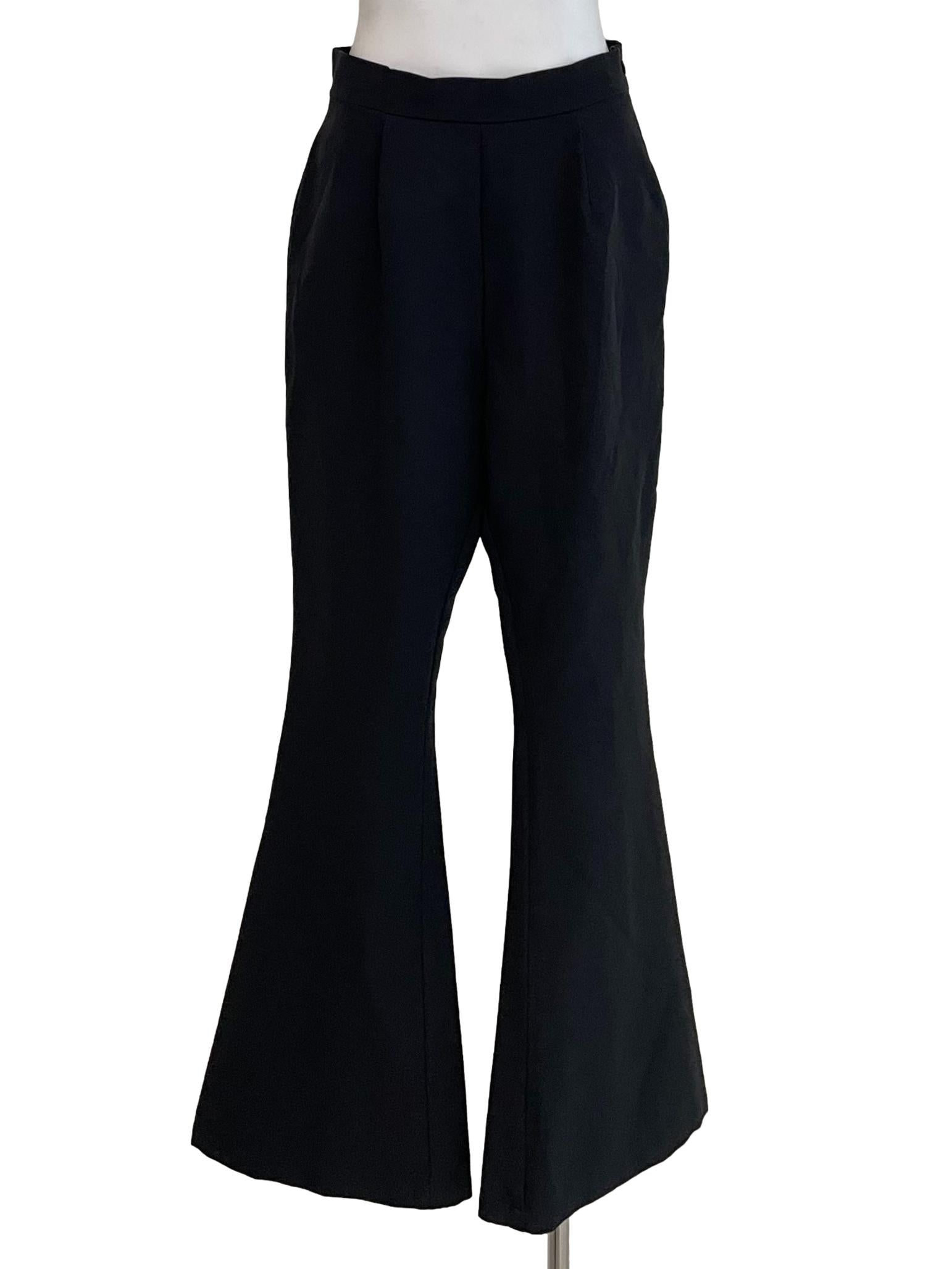 Black Pleated Flared Pants