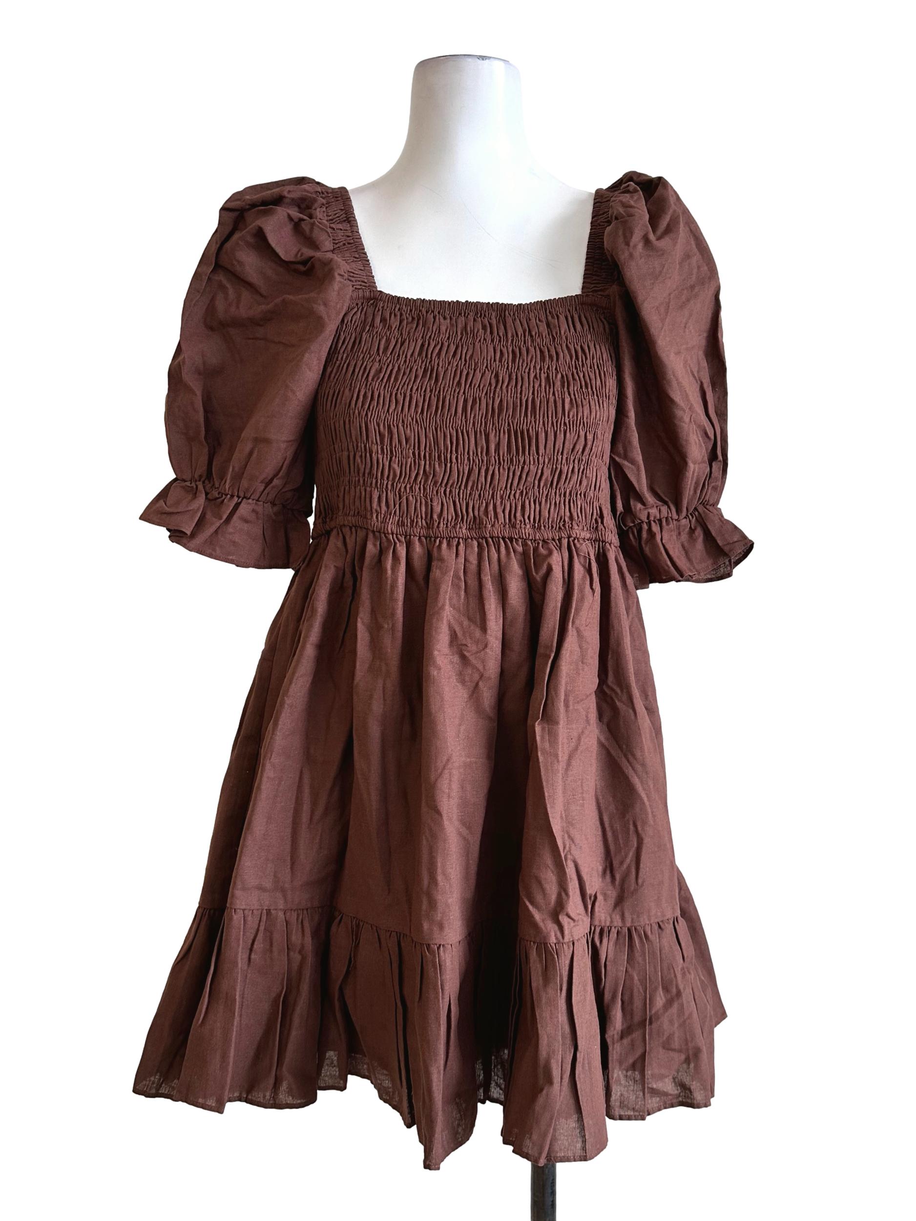 Penny Brown Textured Romper Dress