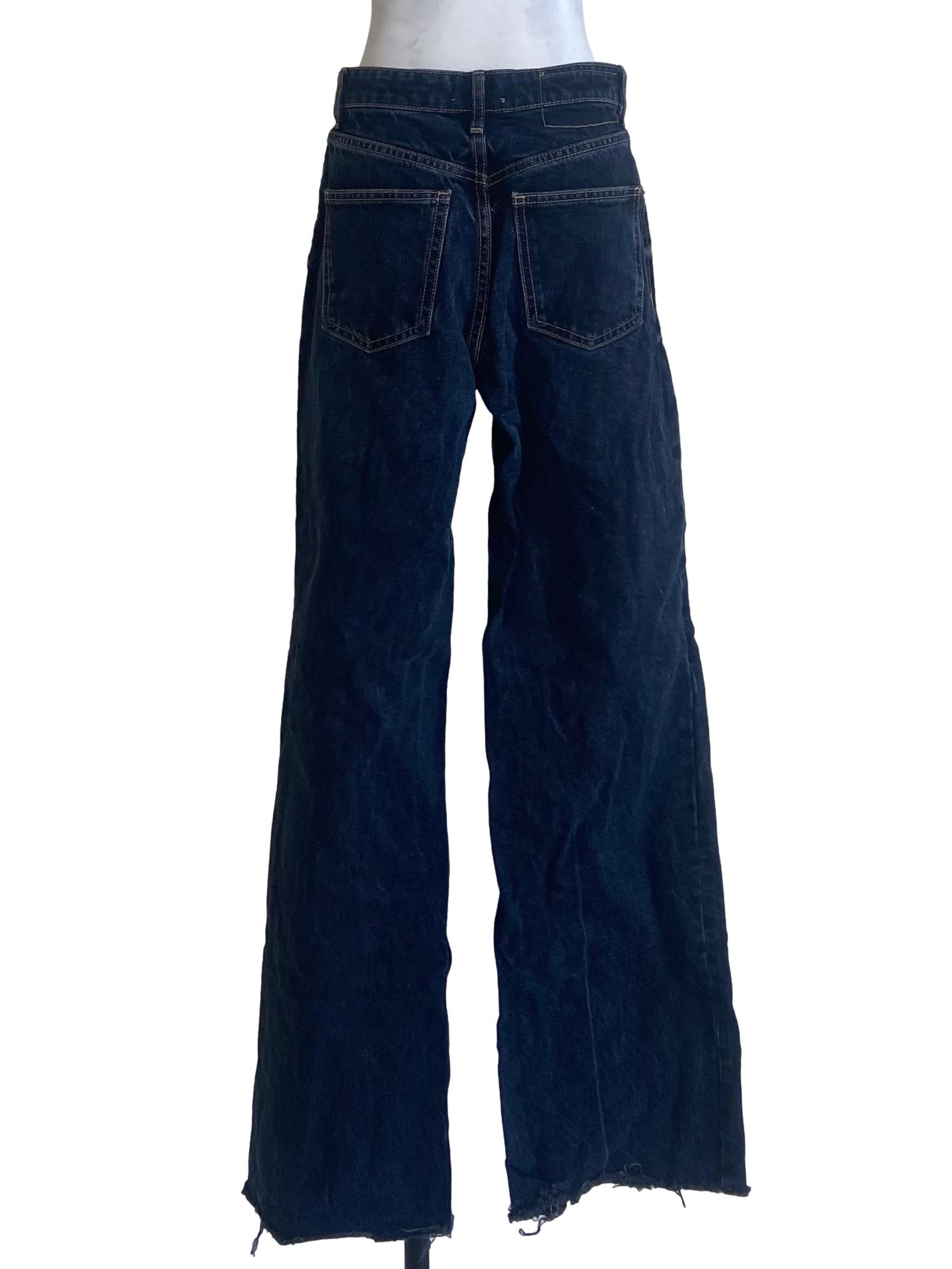 Blue Herringbone Straight Jeans