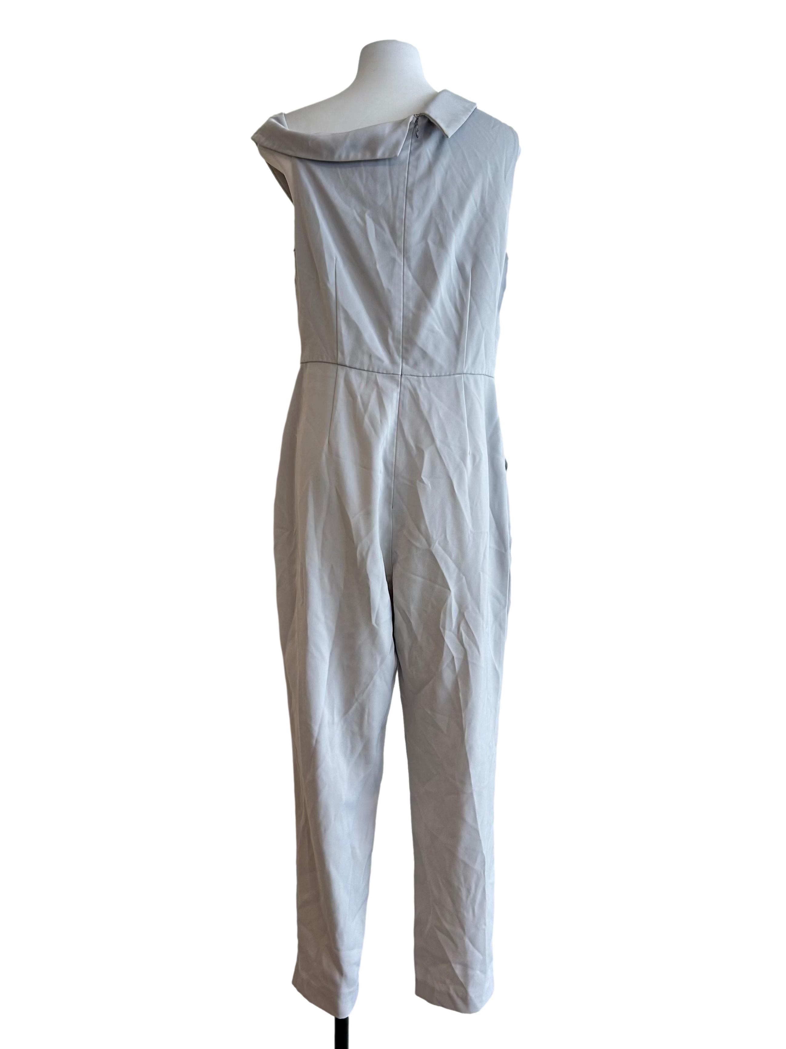 Cloud Grey Sleeveless Wrap-Style Jumpsuit