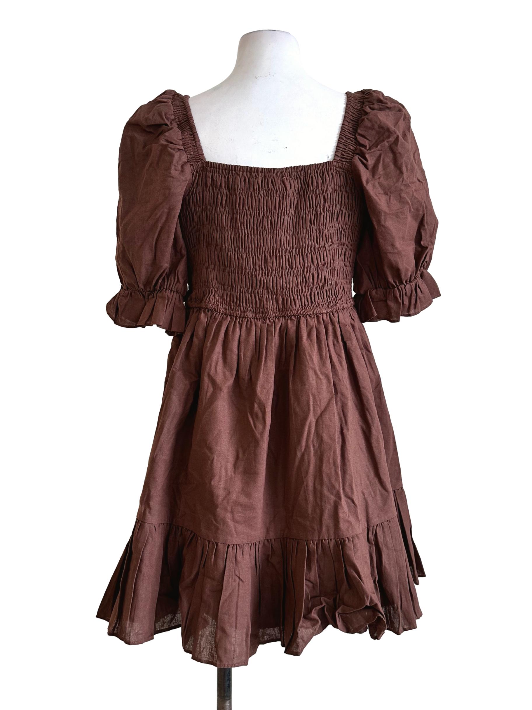 Penny Brown Textured Romper Dress
